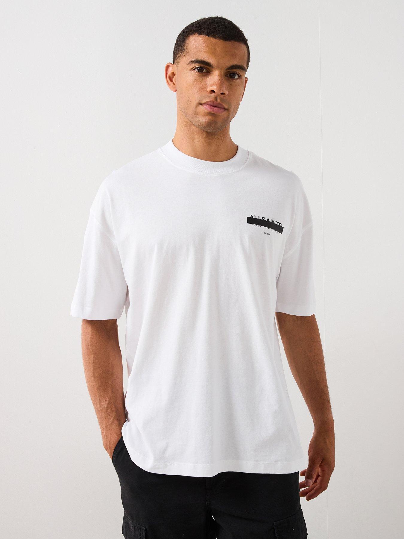 Image 1 of 6 of AllSaints All Saints Redact Short Sleeve Crew Neck T-Shirt - White