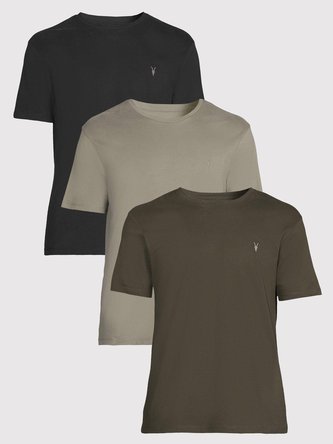 AllSaints All Saints Brace 3 Pack Short Sleeve Crew Neck T-Shirts, Green, Size 2Xl, Men