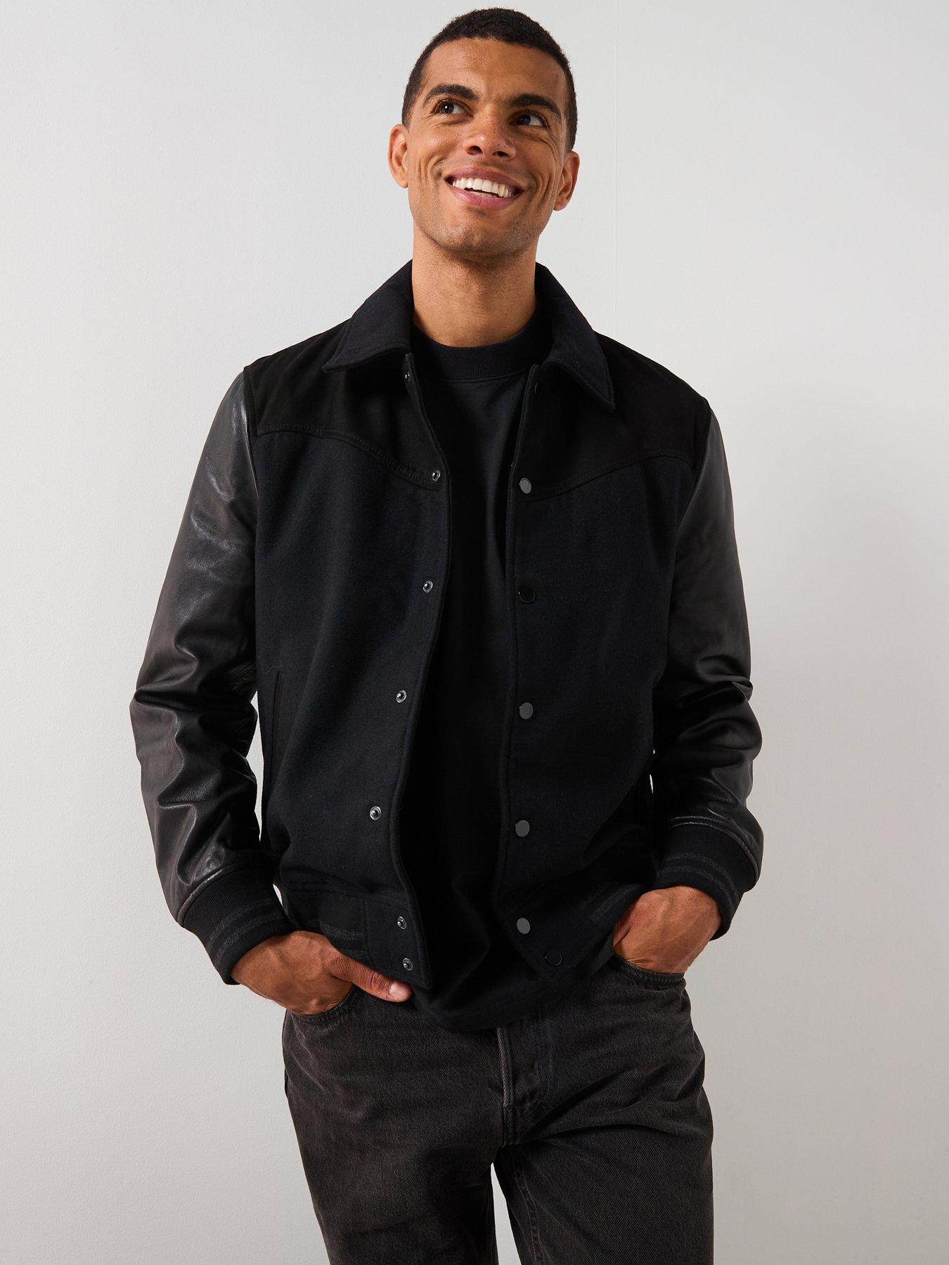 AllSaints All Saints Endleton Mixed Media Bomber Jacket - Black