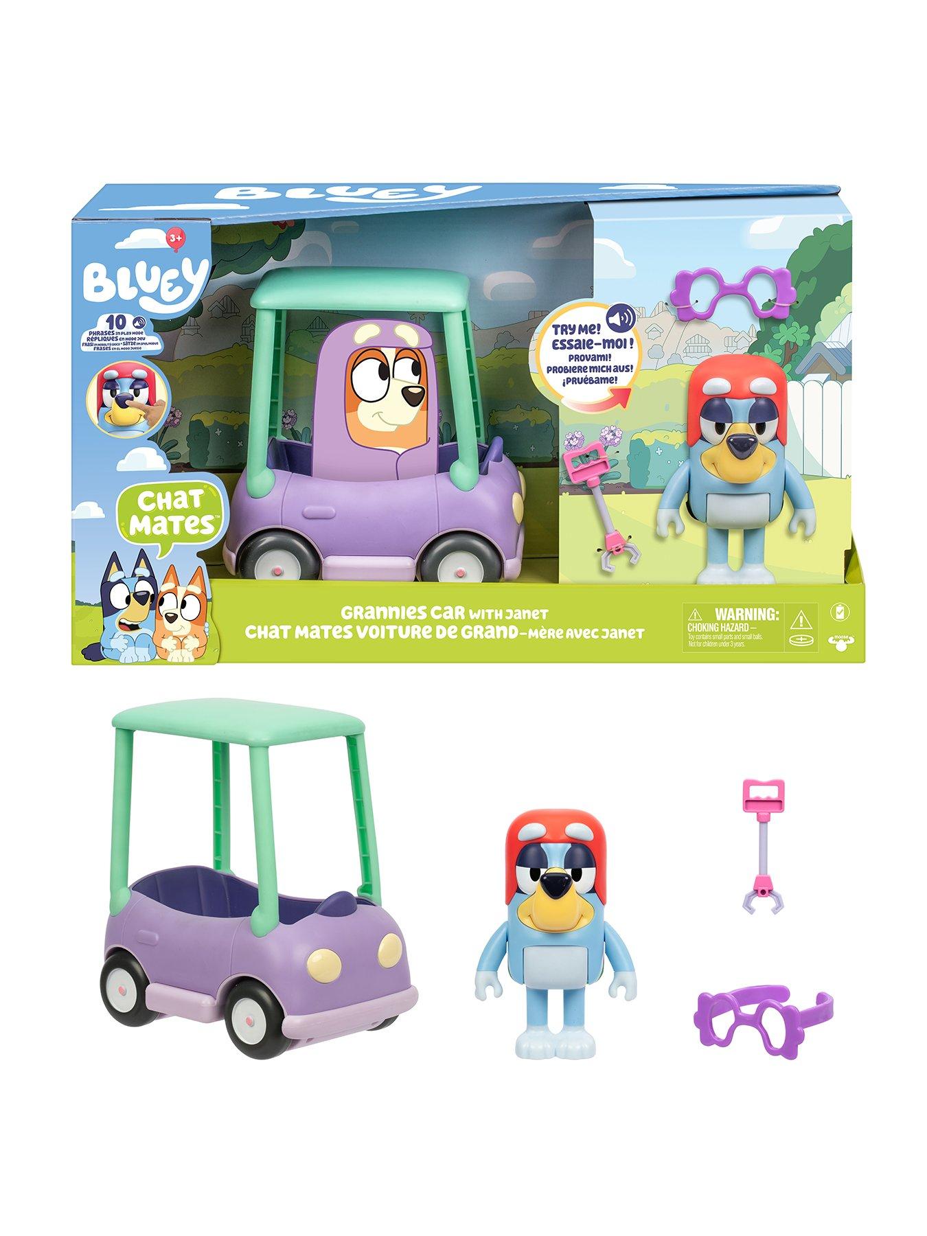 Image 1 of 8 of Bluey Chat Mates Figure &amp; Vehicle - Grannies Car With Janet