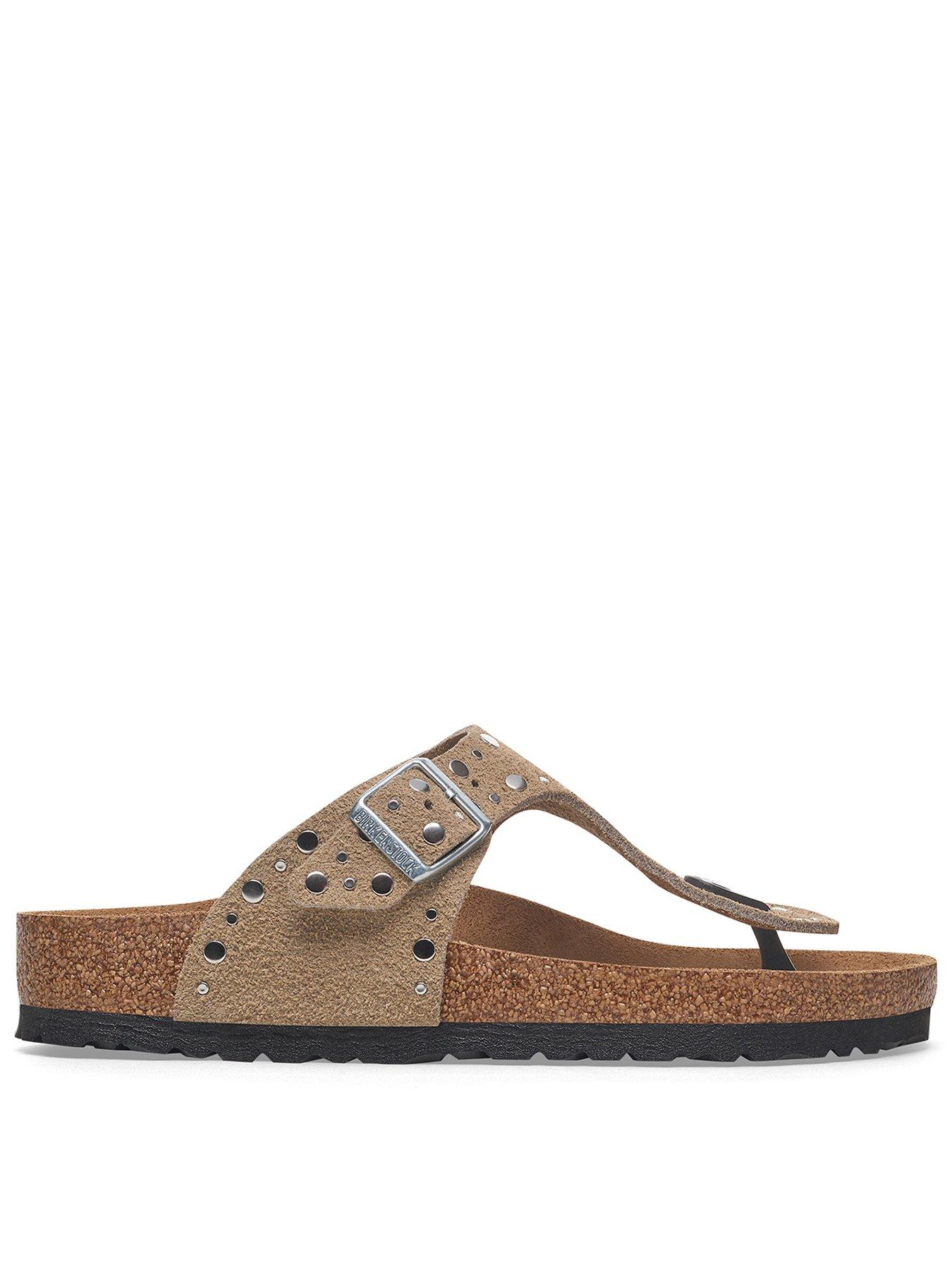undefined Gizeh Rivet Border Suede Sandal - Taupe