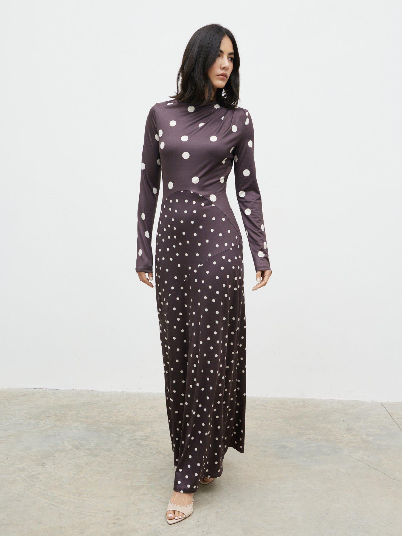 Pretty Lavish Delilah Asymmetric Striped Maxi Jersey Dress - Brown