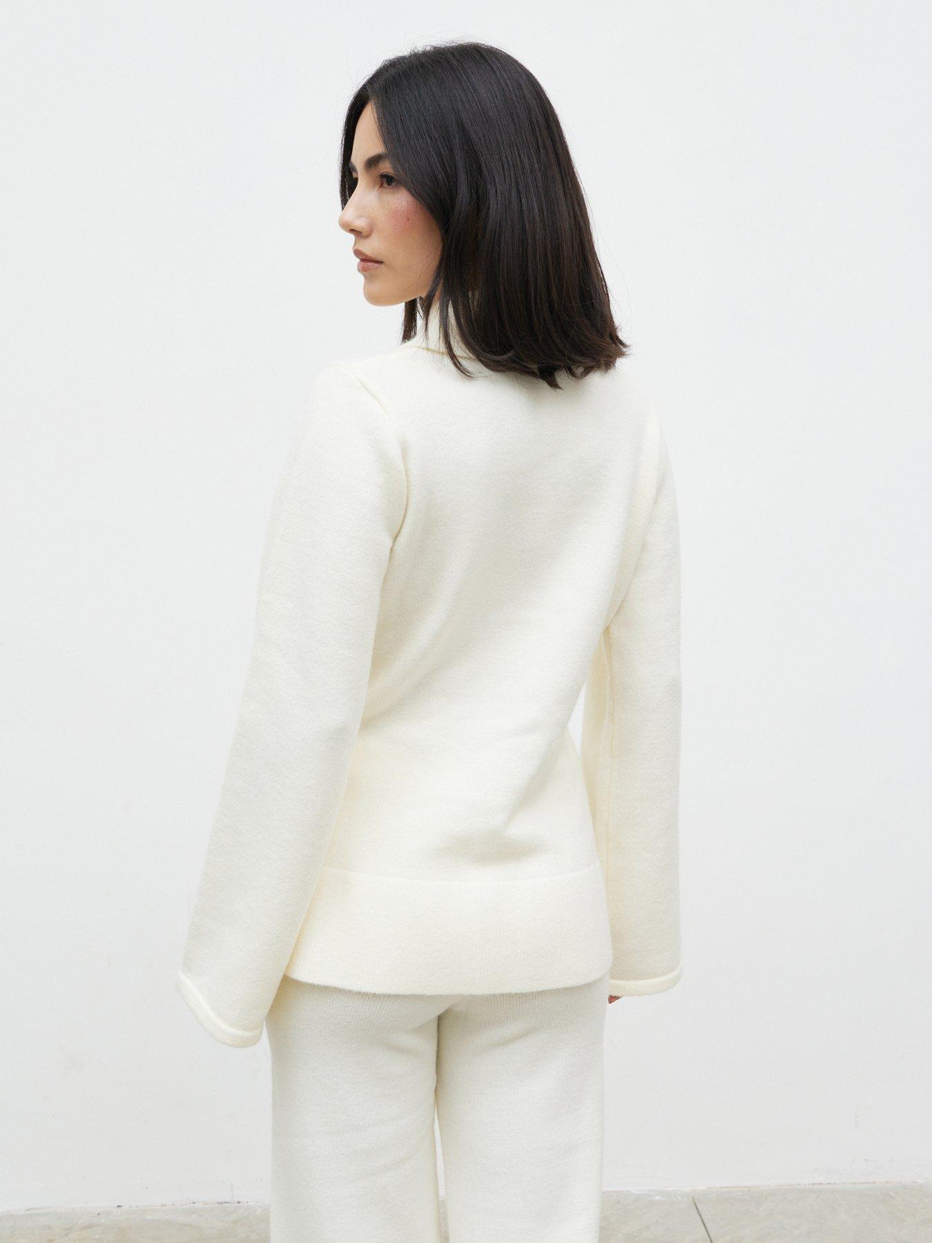 Image 2 of 5 of Pretty Lavish Ellice Collared Knit Co-ord Cardigan - Cream
