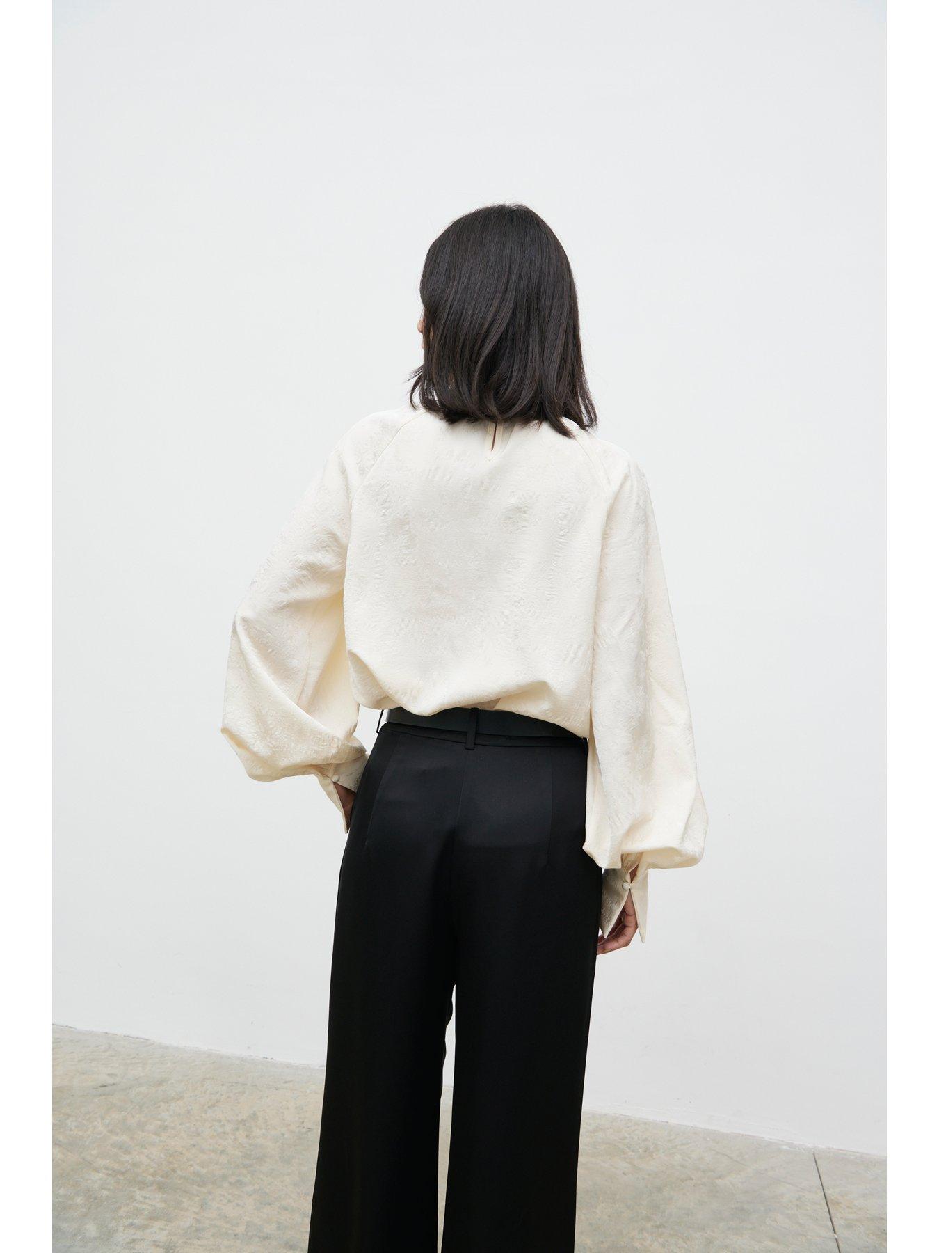 Image 2 of 5 of Pretty Lavish Kesia Jacquard Bow Blouse - Cream