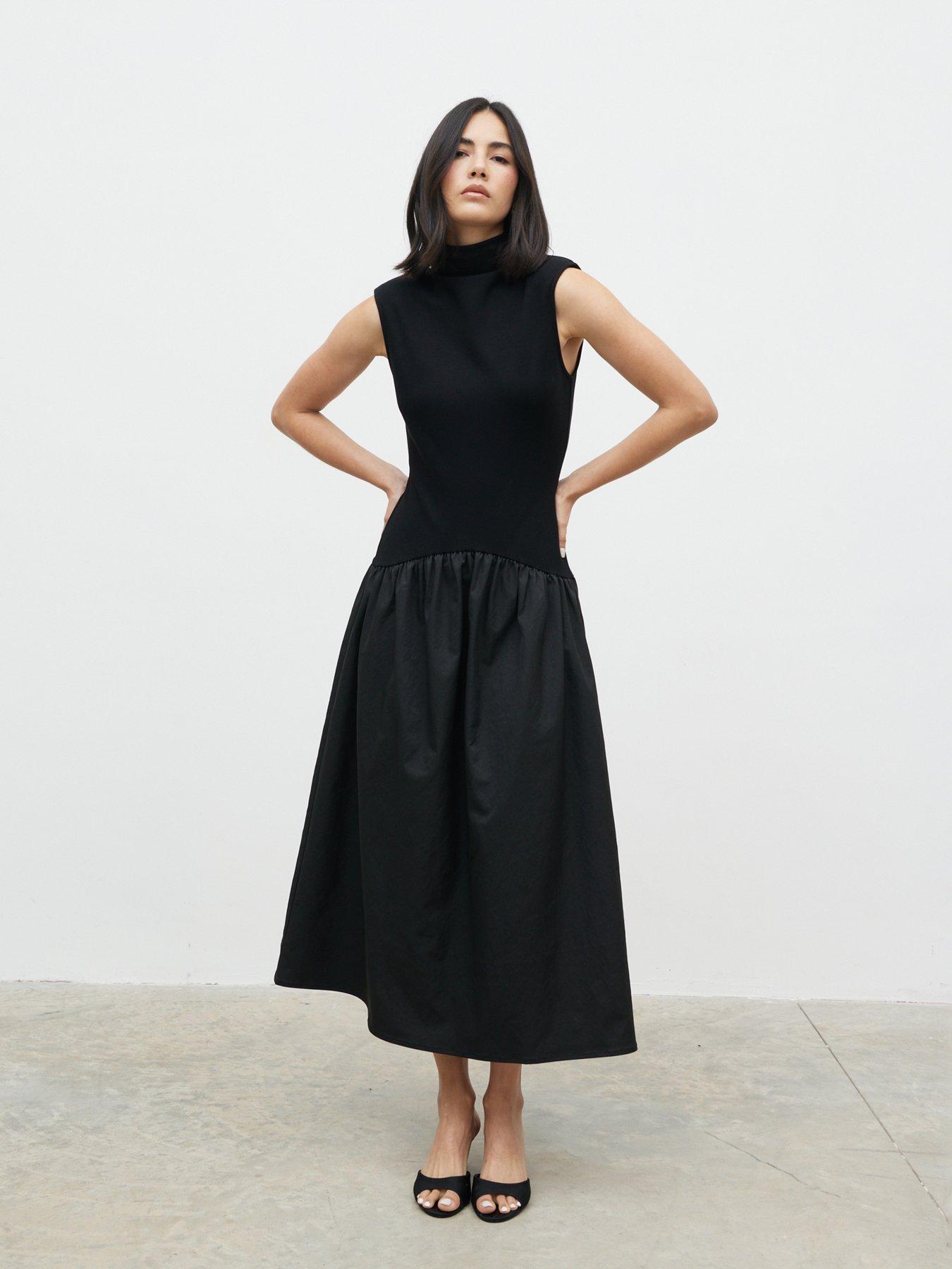 Pretty Lavish Naia Drop Waist Midaxi Dress - Black