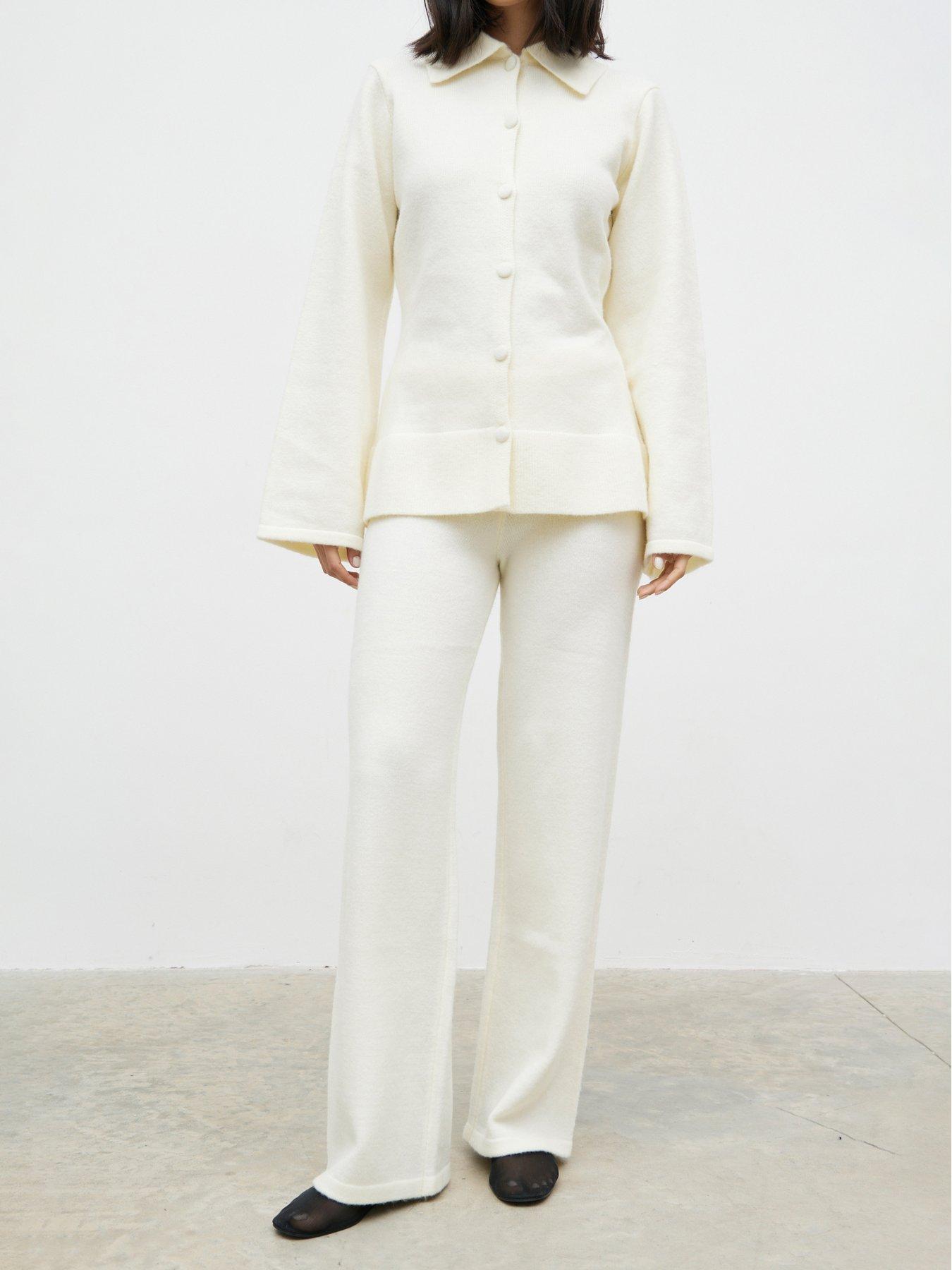 Image 4 of 4 of Pretty Lavish Eliice Knit Trousers - Cream