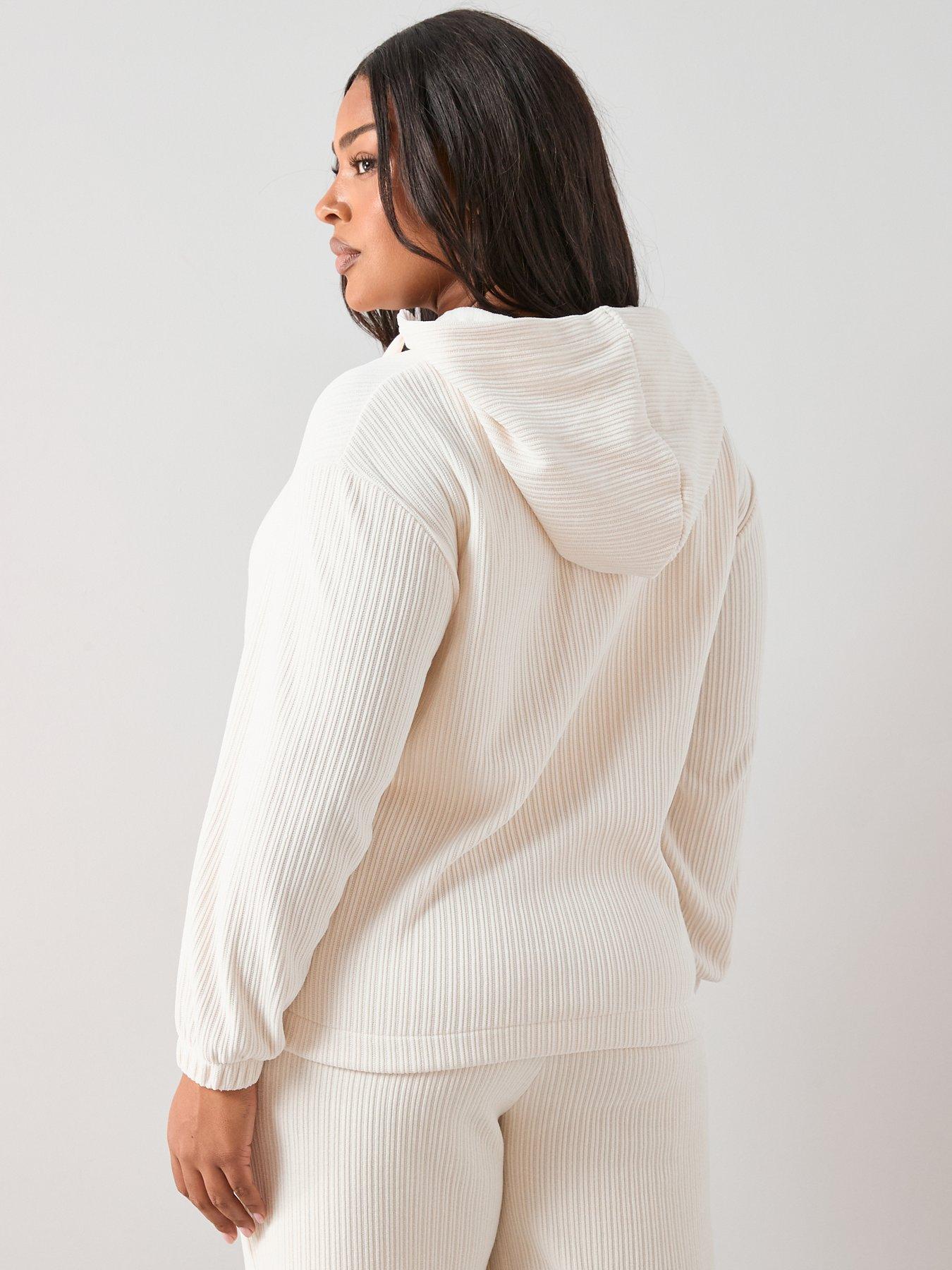 Image 2 of 7 of The Very Collection Curve Velour Rib Zip Through Hoodie