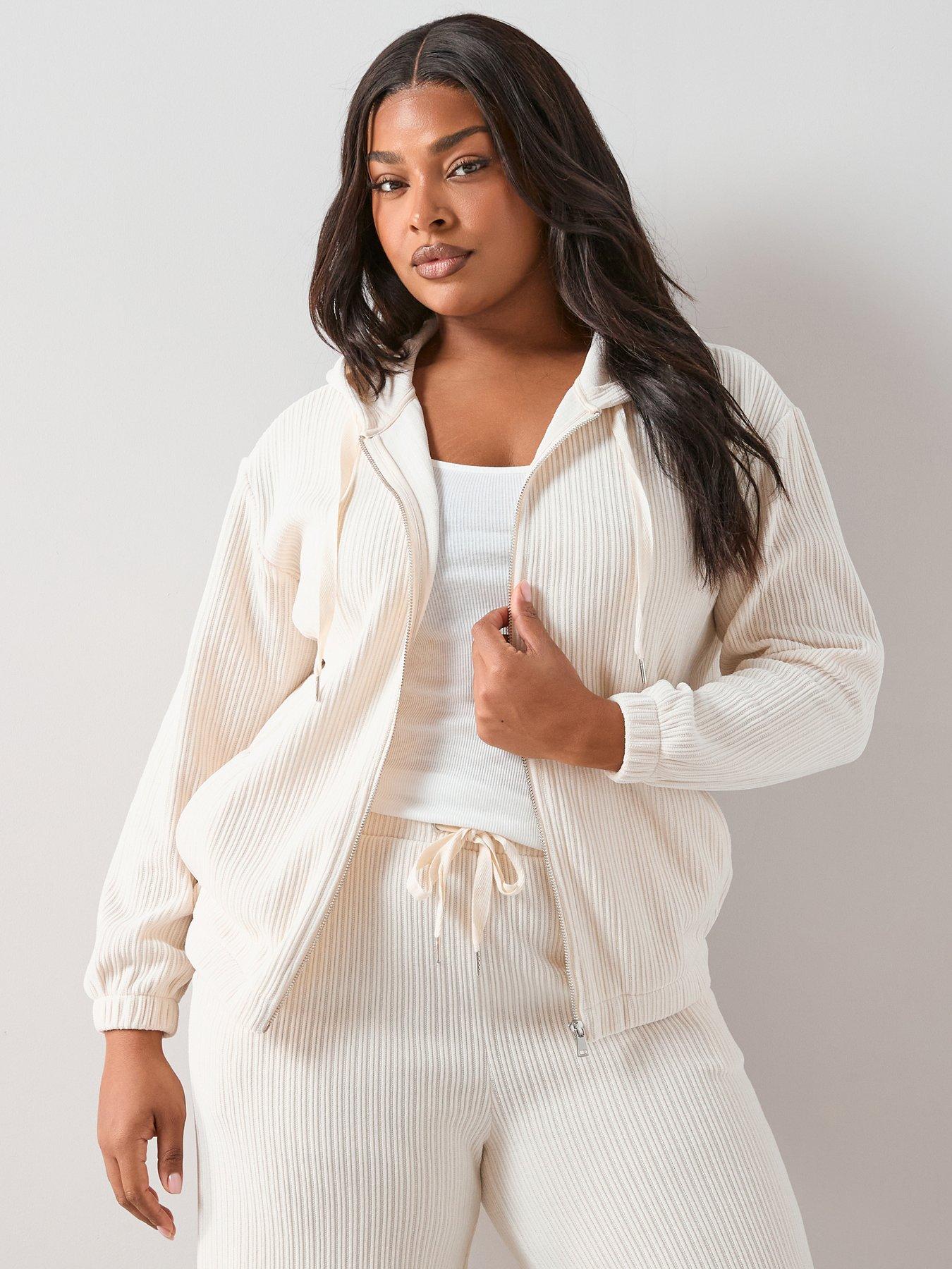 Image 3 of 7 of The Very Collection Curve Velour Rib Zip Through Hoodie