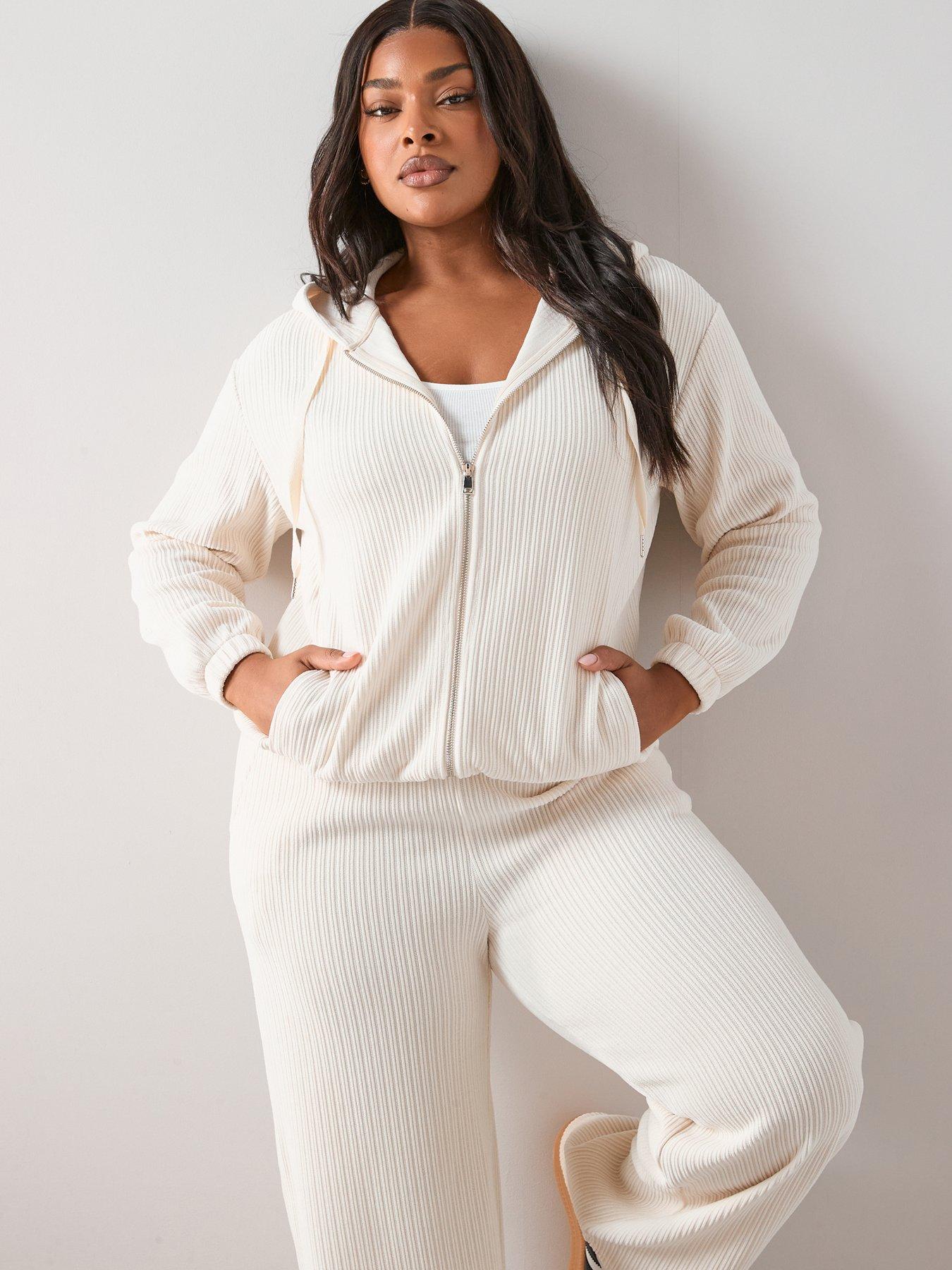 Image 5 of 7 of The Very Collection Curve Velour Rib Zip Through Hoodie
