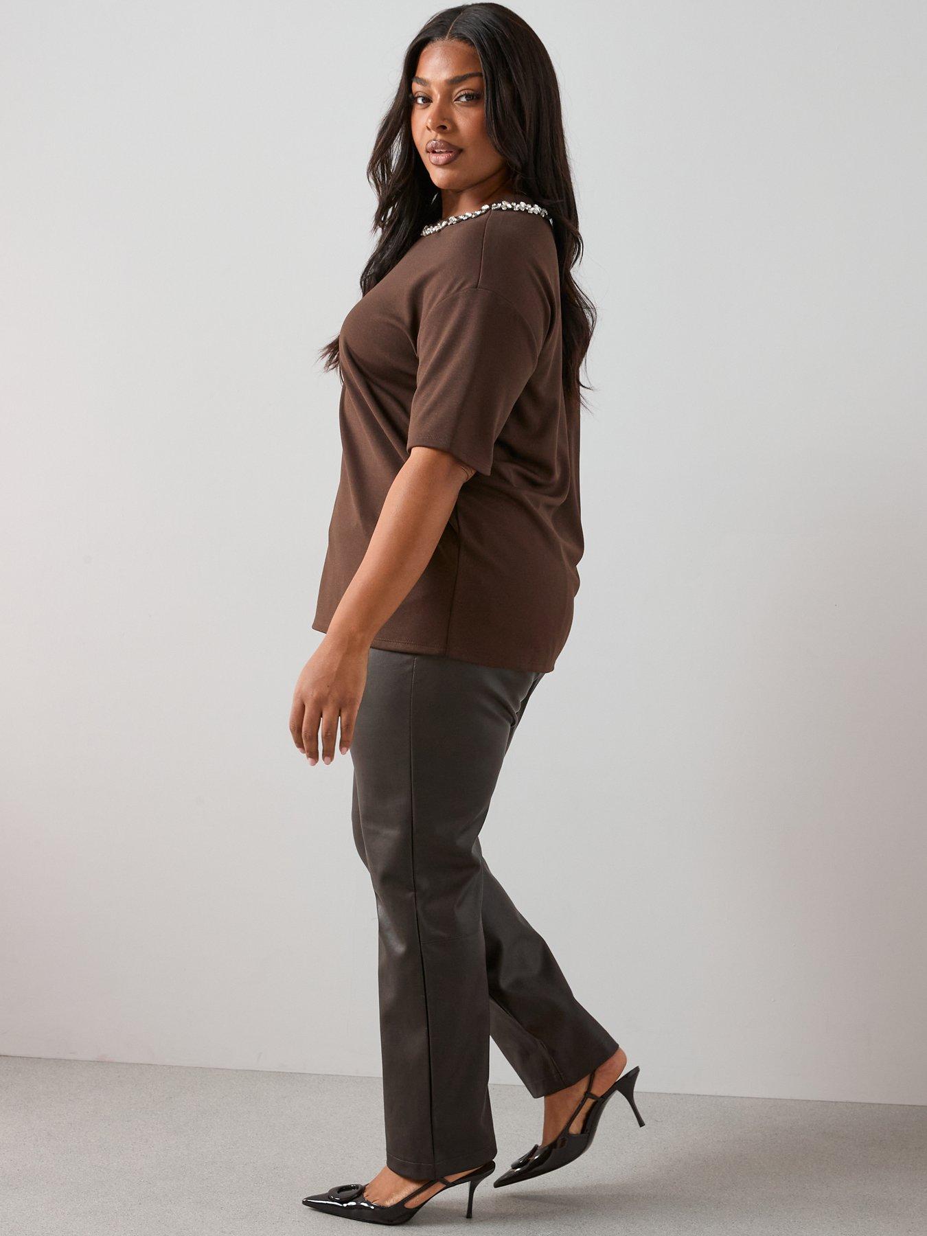 The Very Collection Curve Curve Embellished Neckline Top | Very