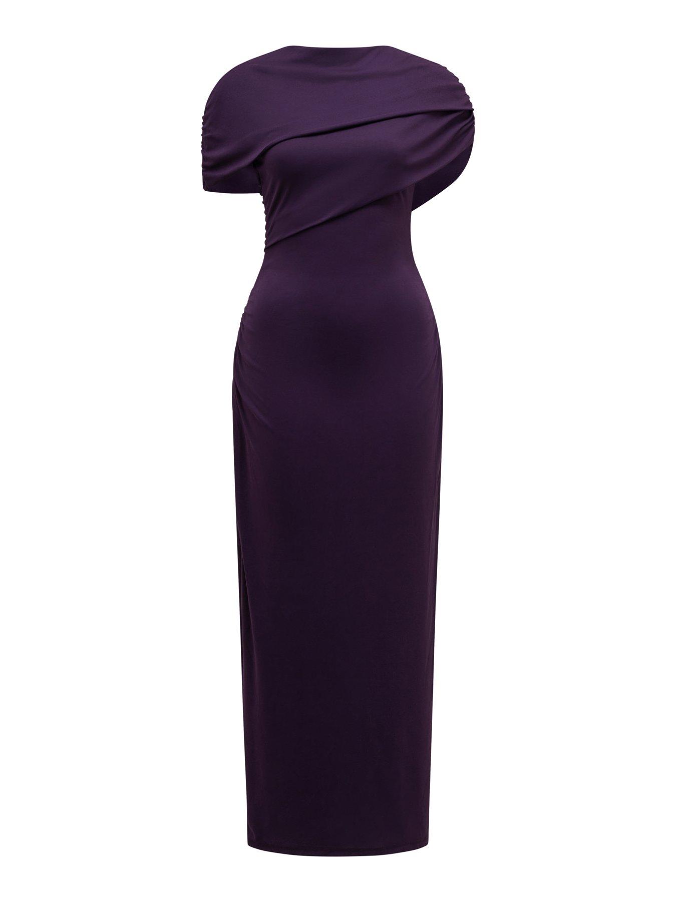 Image 2 of 6 of Forever New Kori Draped Midi Dress - Purple