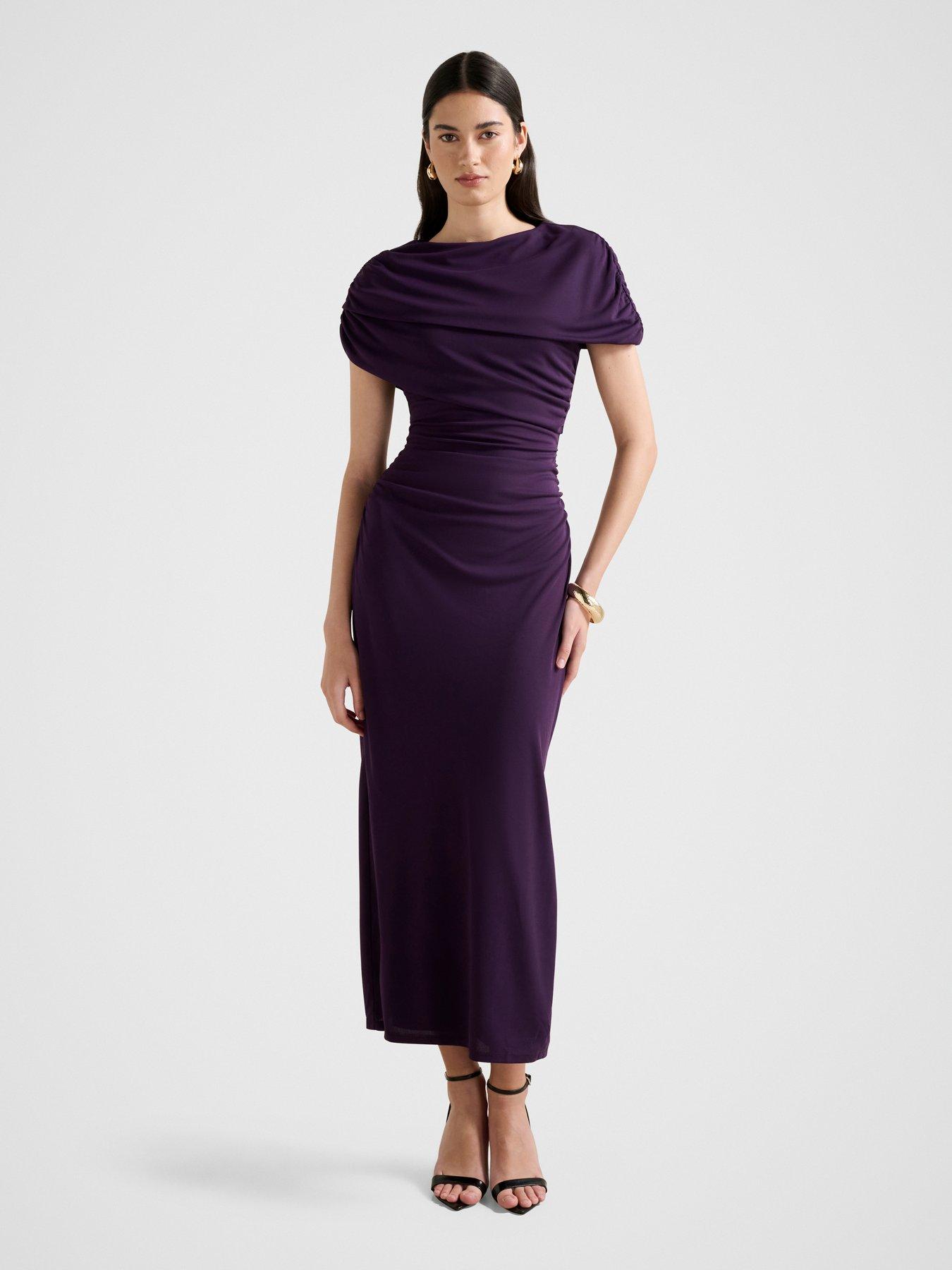 Image 3 of 6 of Forever New Kori Draped Midi Dress - Purple