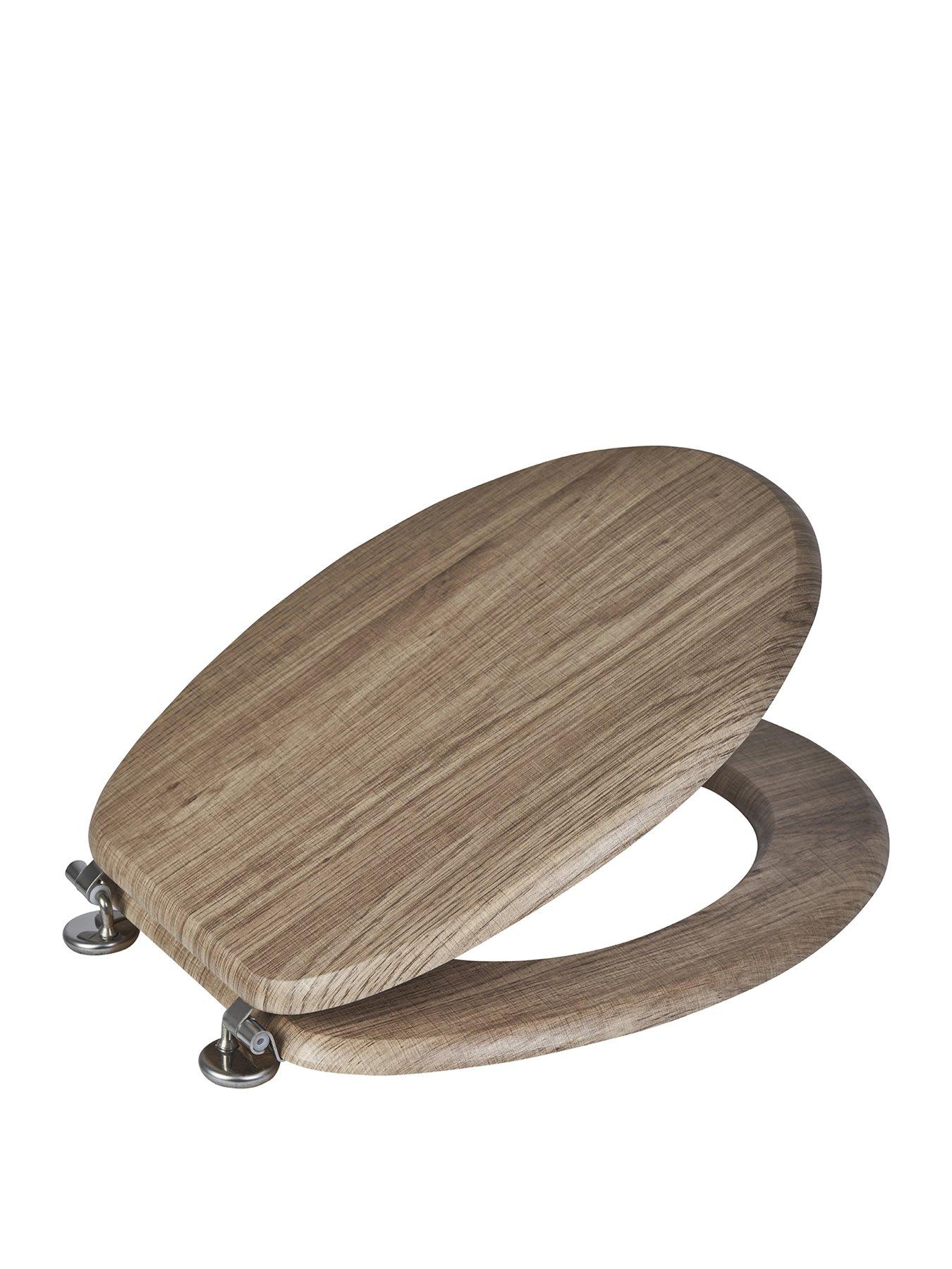 Showerdrape Oxford Toilet Seat Antique Pine / Chrome (stainless Steel Hinges)