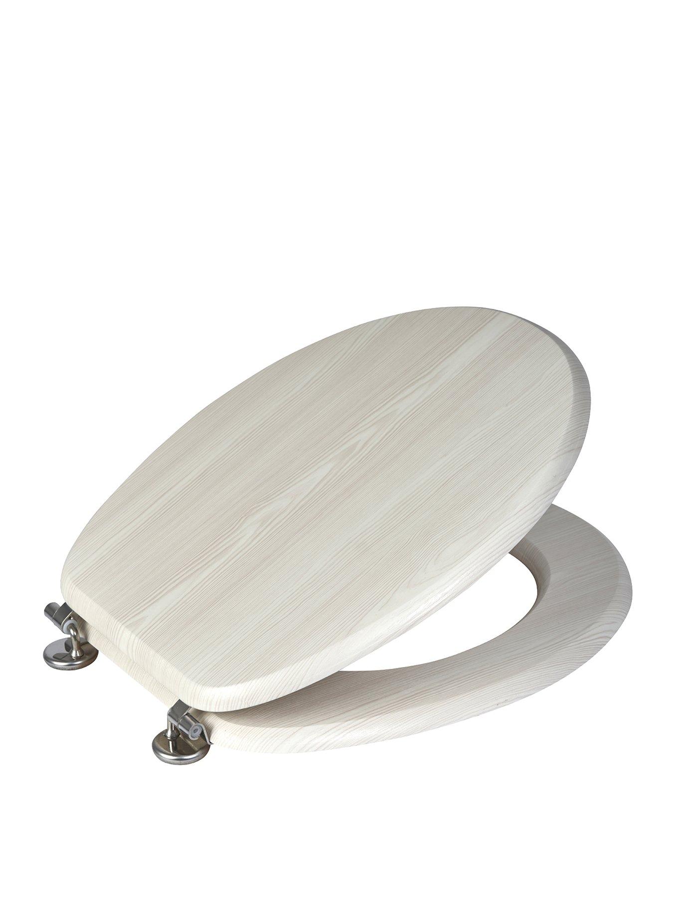 Showerdrape Oxford Toilet Seat Antique Pine / Chrome (stainless Steel Hinges)