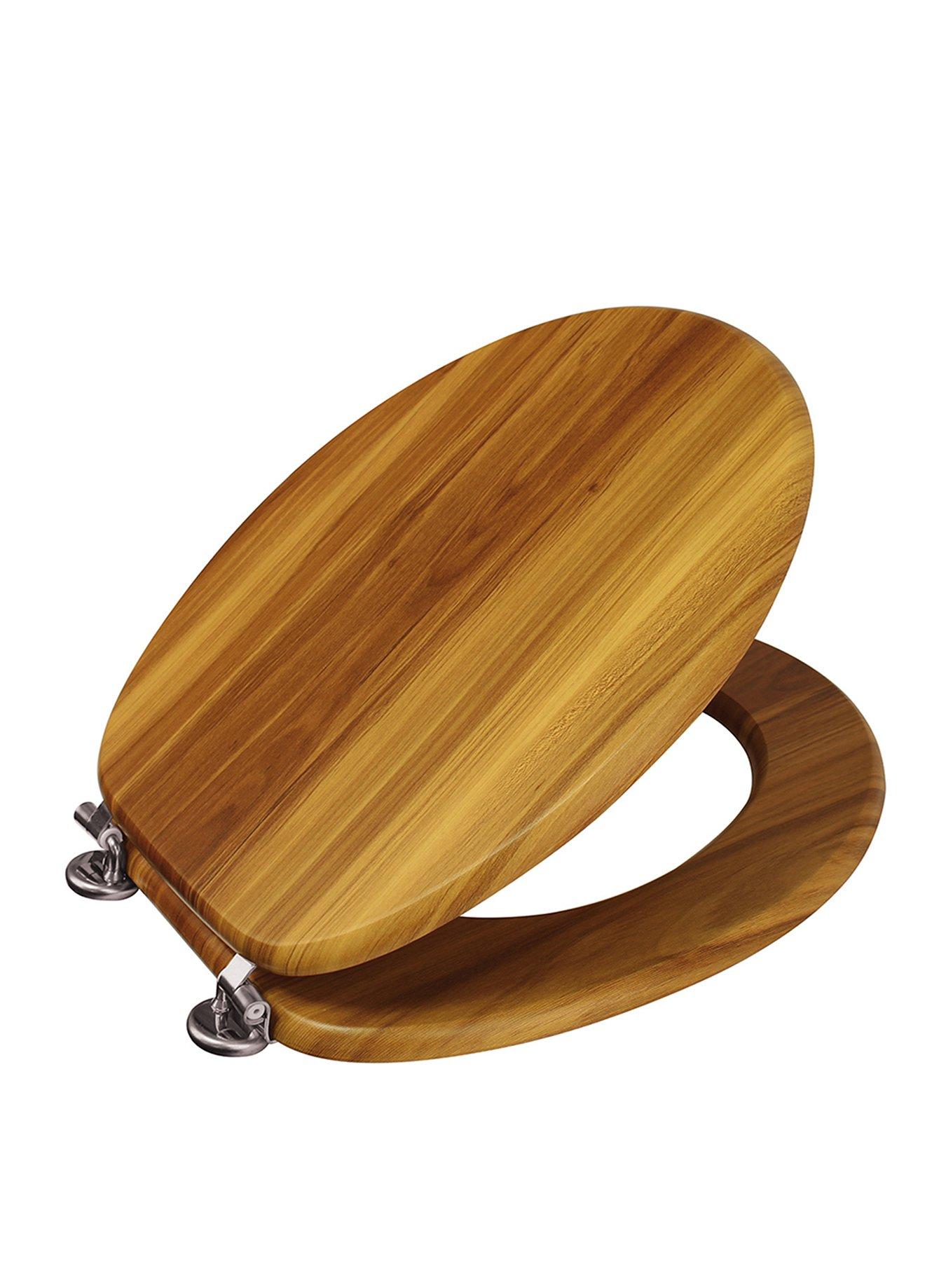 Showerdrape Oxford Toilet Seat Antique Pine / Chrome (stainless Steel Hinges)