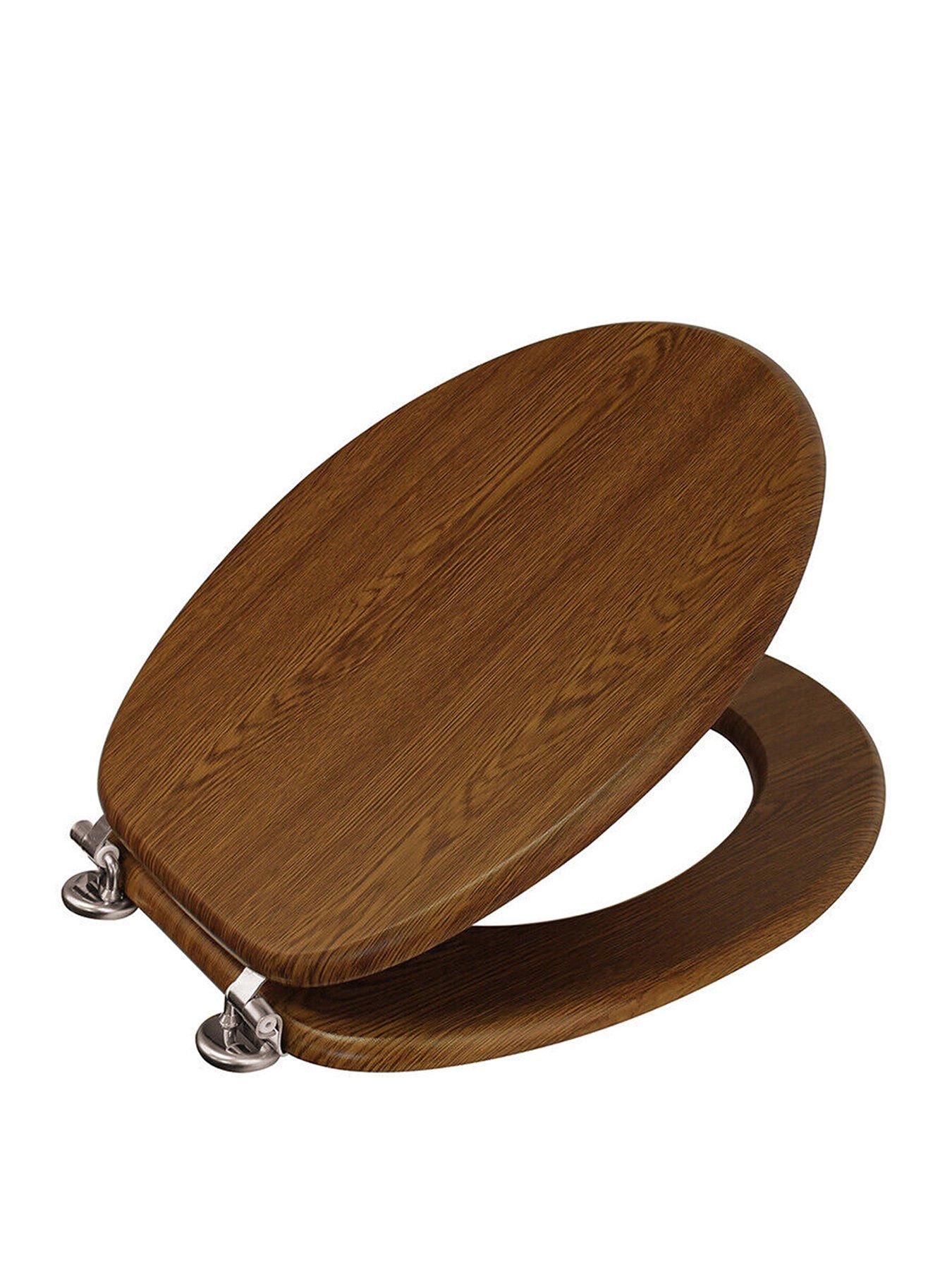 Showerdrape Oxford Toilet Seat Antique Pine / Chrome (stainless Steel Hinges)