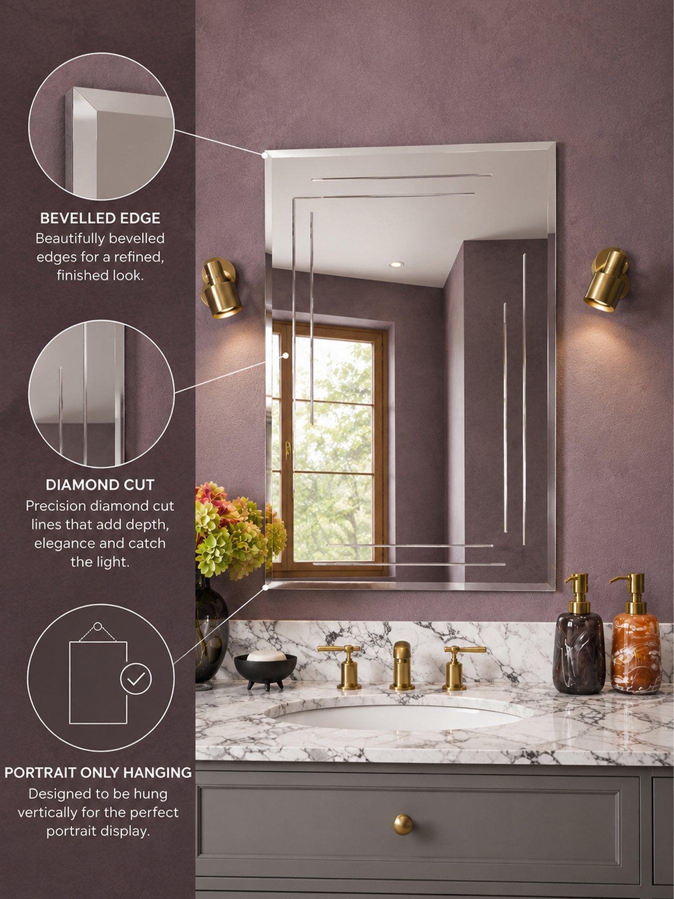 Showerdrape Chelsea Rectangular Frameless Bathroom Mirror 60 x 45cm | Very