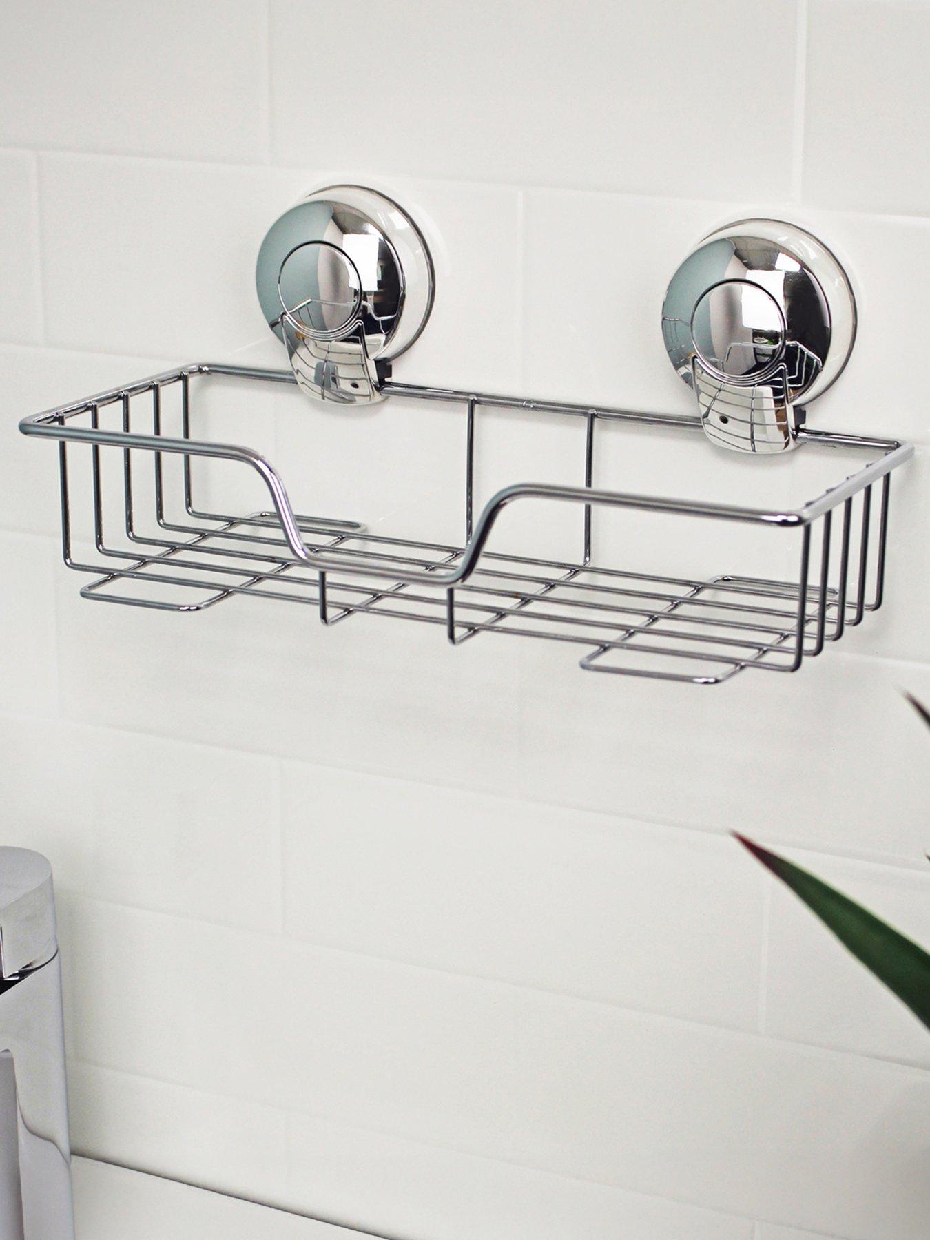 Image 1 of 6 of Showerdrape SuctionLoc Chrome Rectangular Shower Basket