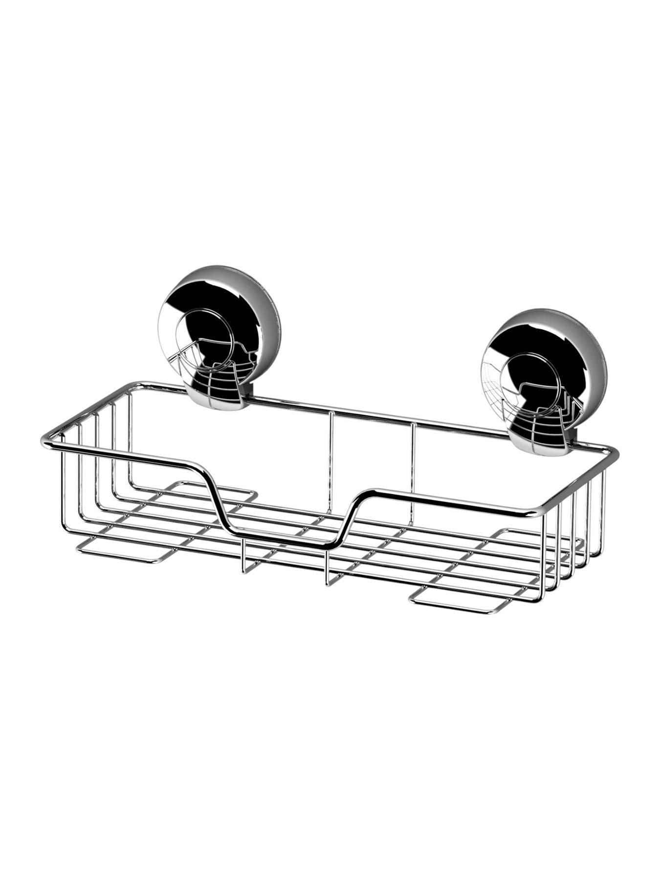 Image 6 of 6 of Showerdrape SuctionLoc Chrome Rectangular Shower Basket