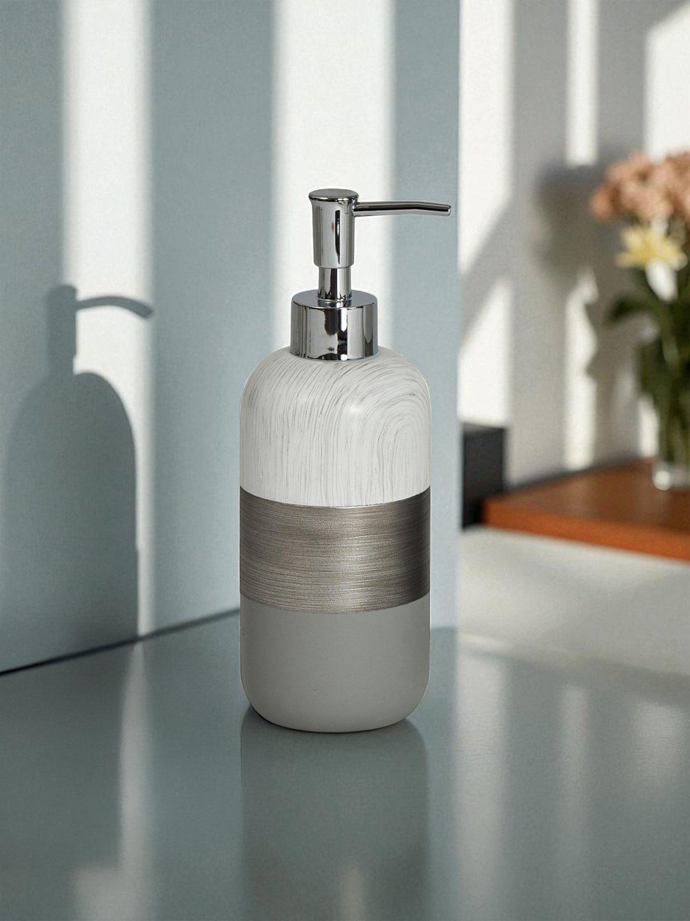 Showerdrape Luxe Grey & White Liquid Soap Dispenser