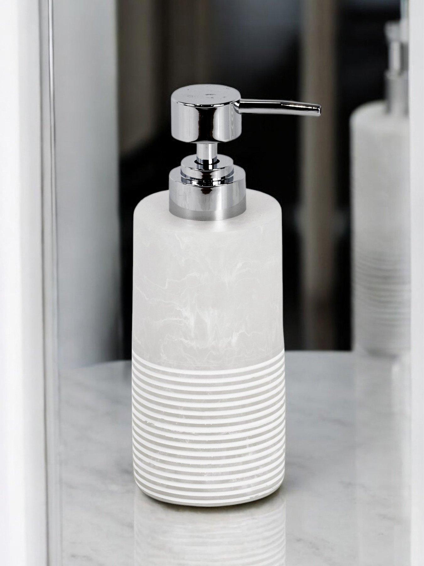 Image 3 of 7 of Showerdrape Bianco Frost Onyx White Striped 3 Piece Bathroom Accessory Set