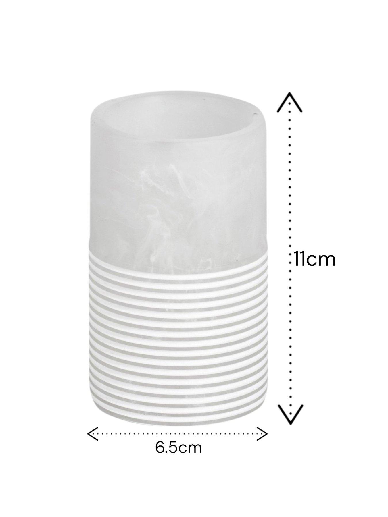Image 6 of 7 of Showerdrape Bianco Frost Onyx White Striped 3 Piece Bathroom Accessory Set