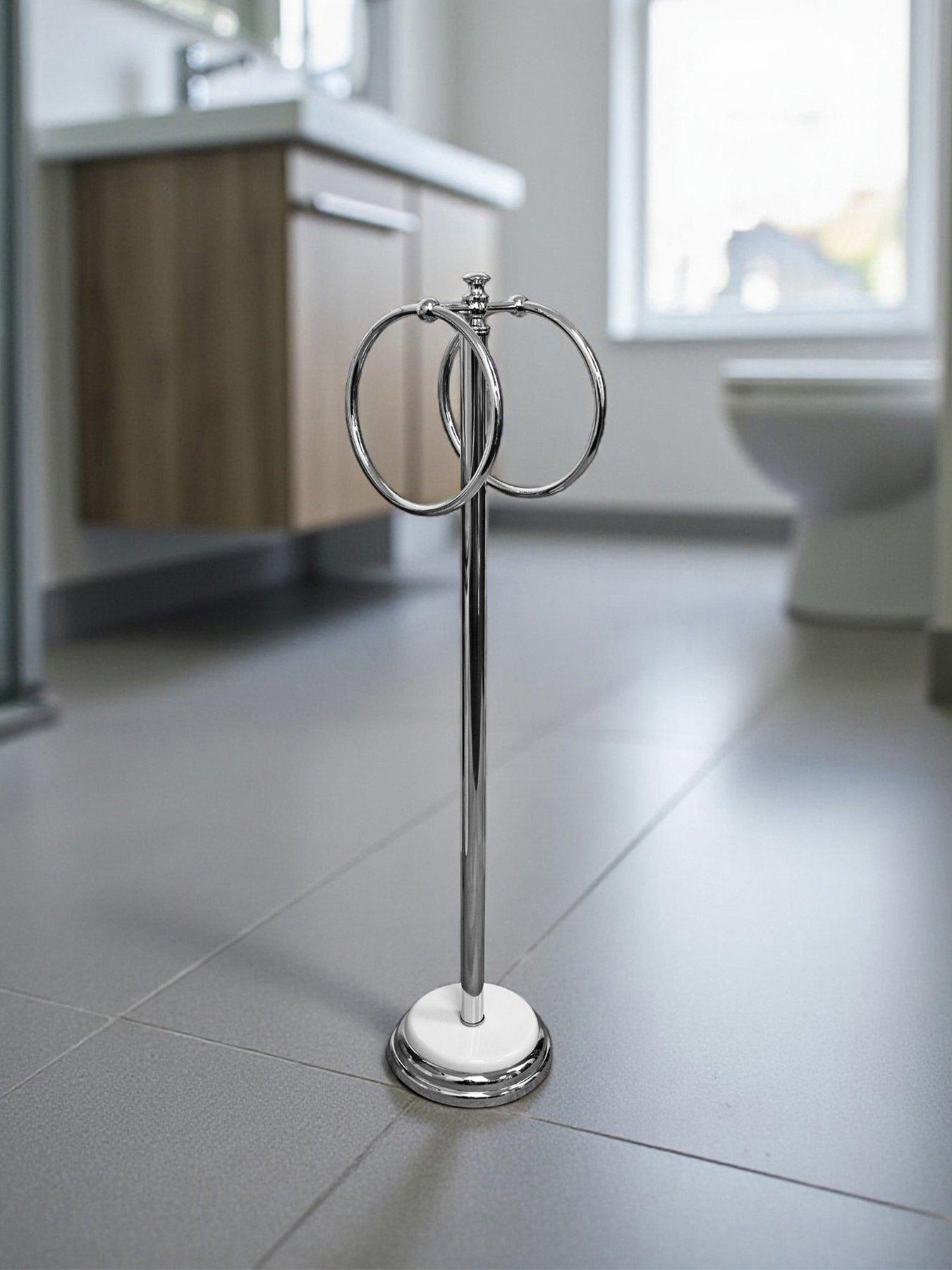 Image 1 of 4 of Showerdrape Opera White/Chrome Freestanding Double Towel Ring