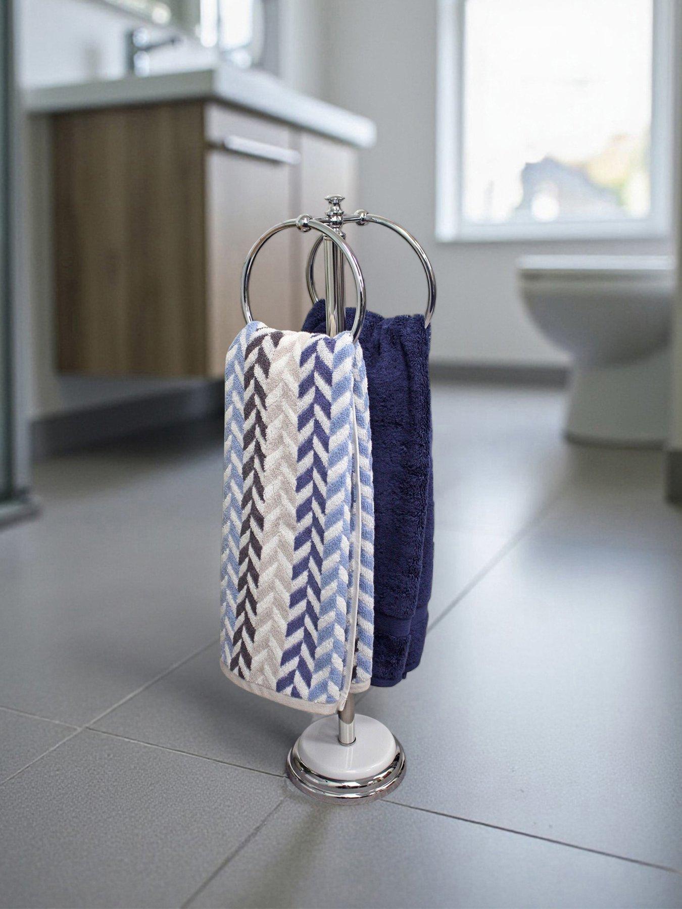 Image 4 of 4 of Showerdrape Opera White/Chrome Freestanding Double Towel Ring