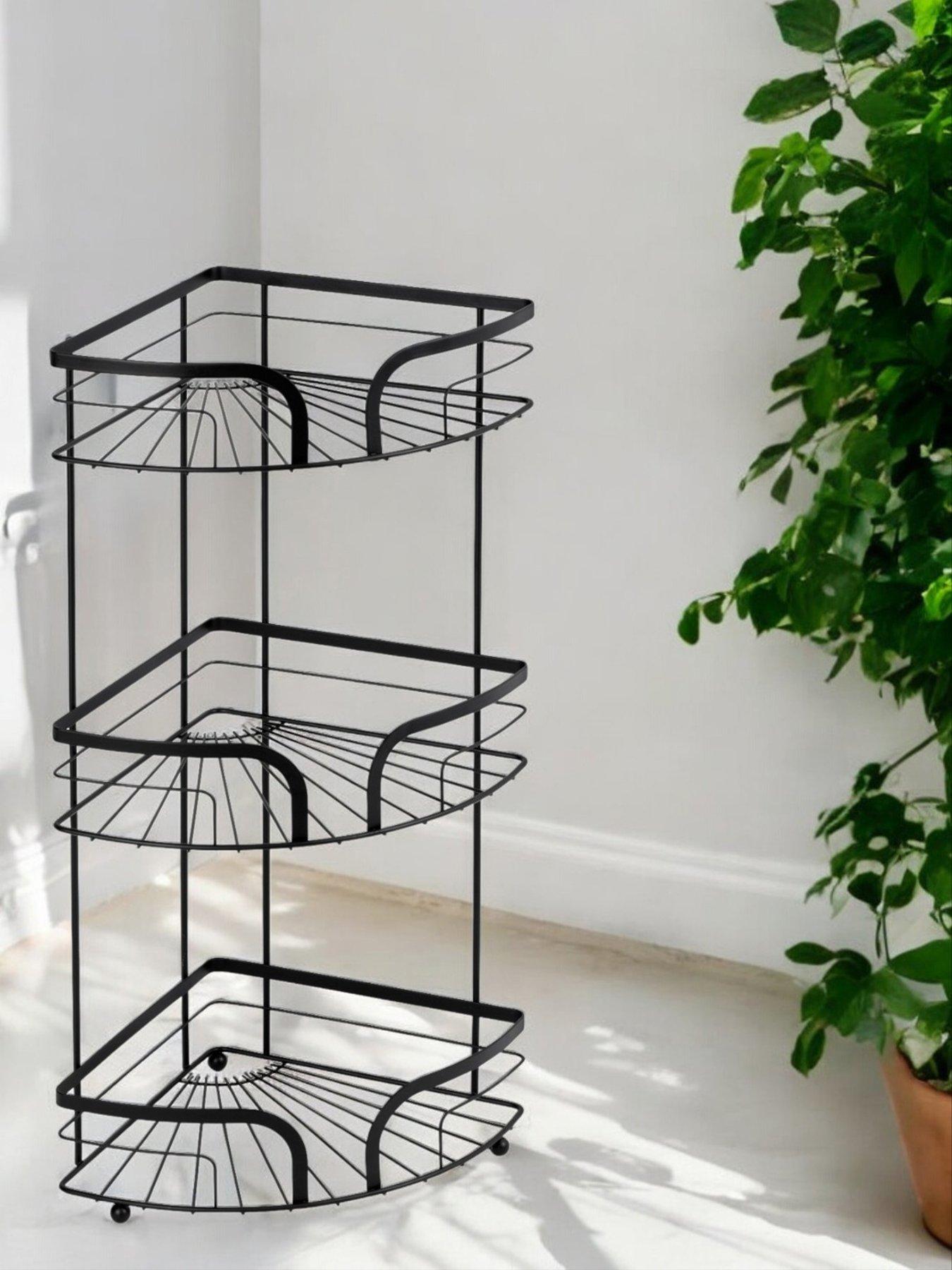 Showerdrape Dante Corner Floor Caddy Black