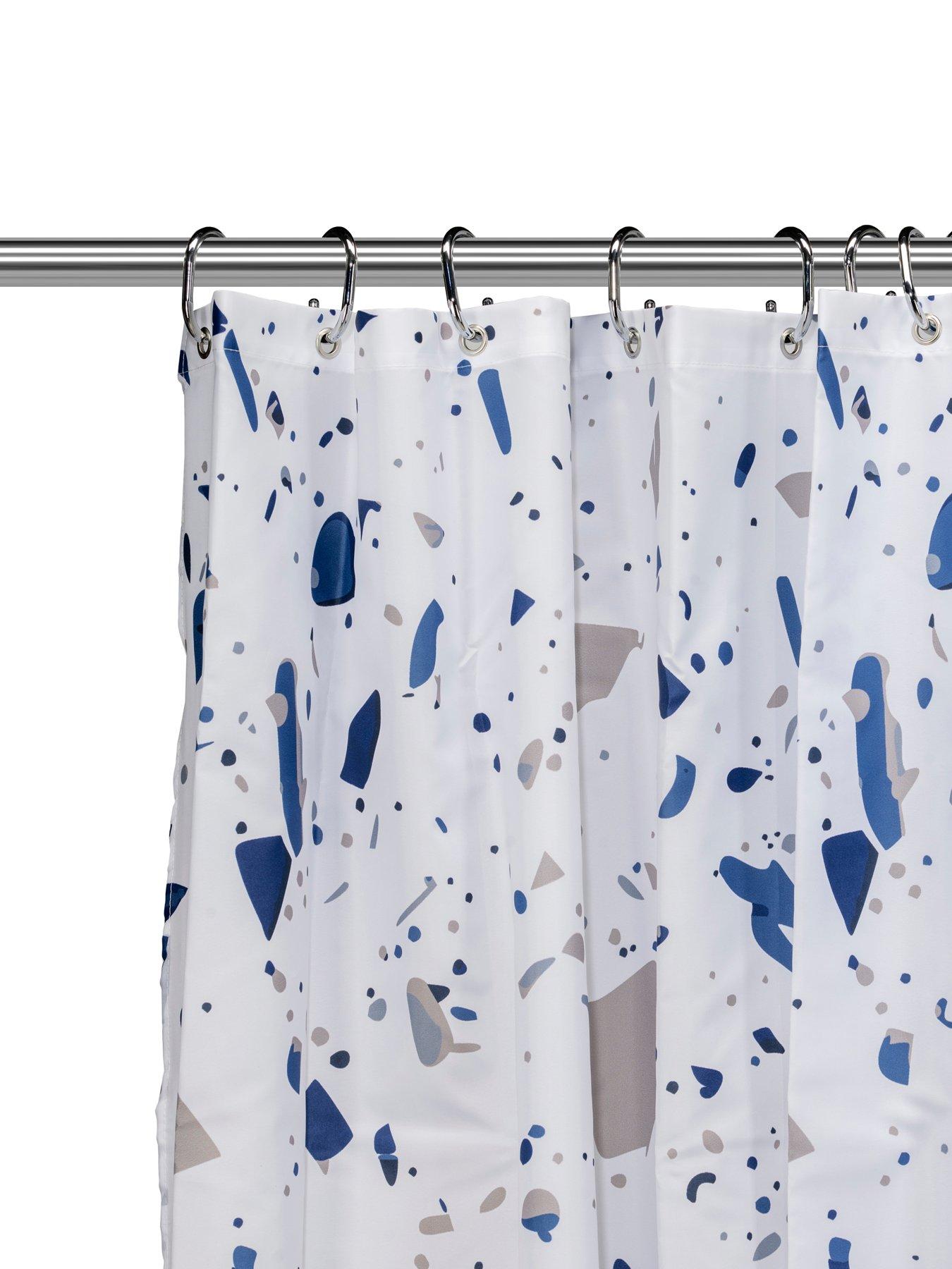 Image 3 of 5 of Croydex Blue Terrazzo Machine Washable Shower Curtain