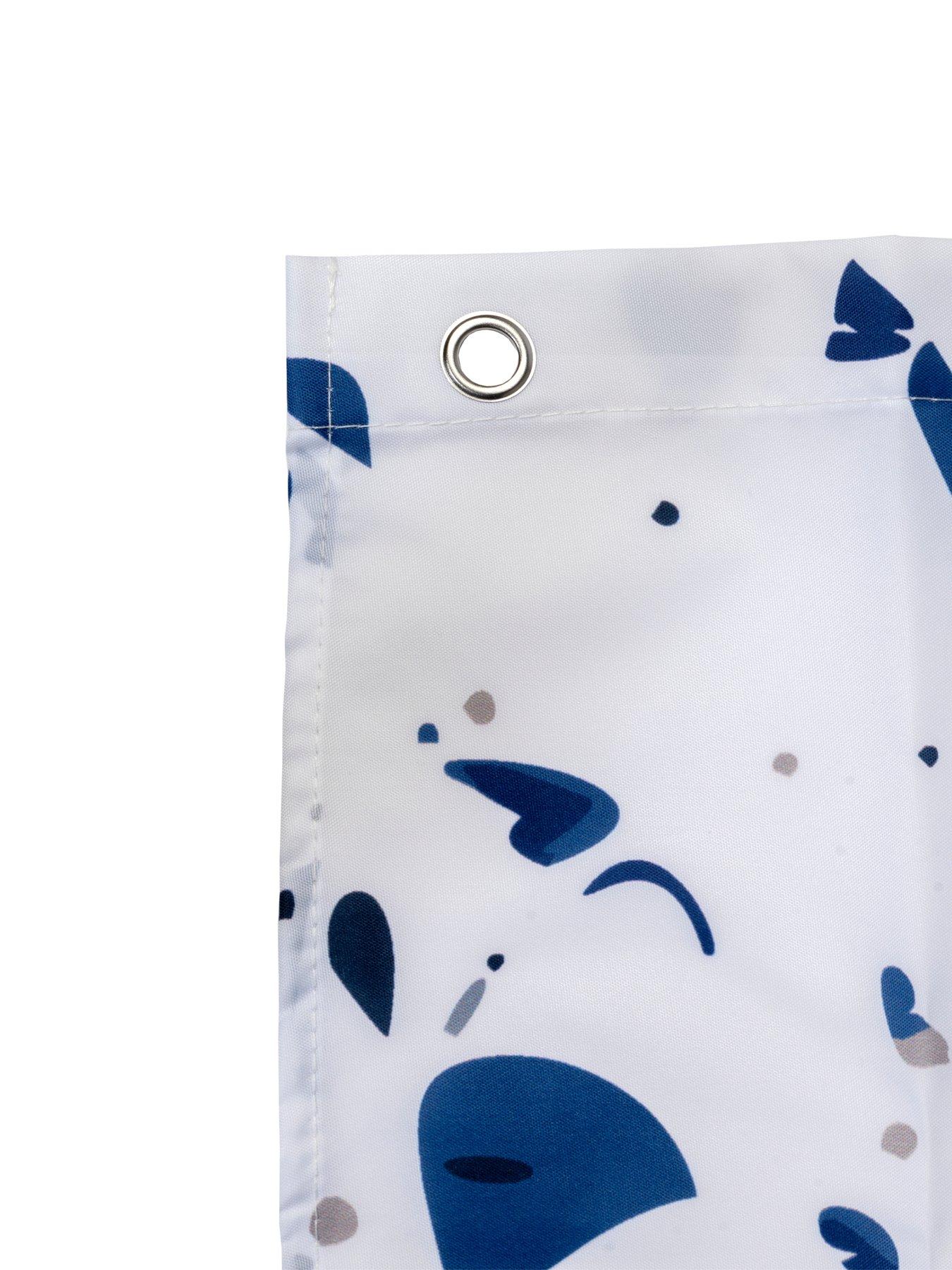 Image 4 of 5 of Croydex Blue Terrazzo Machine Washable Shower Curtain