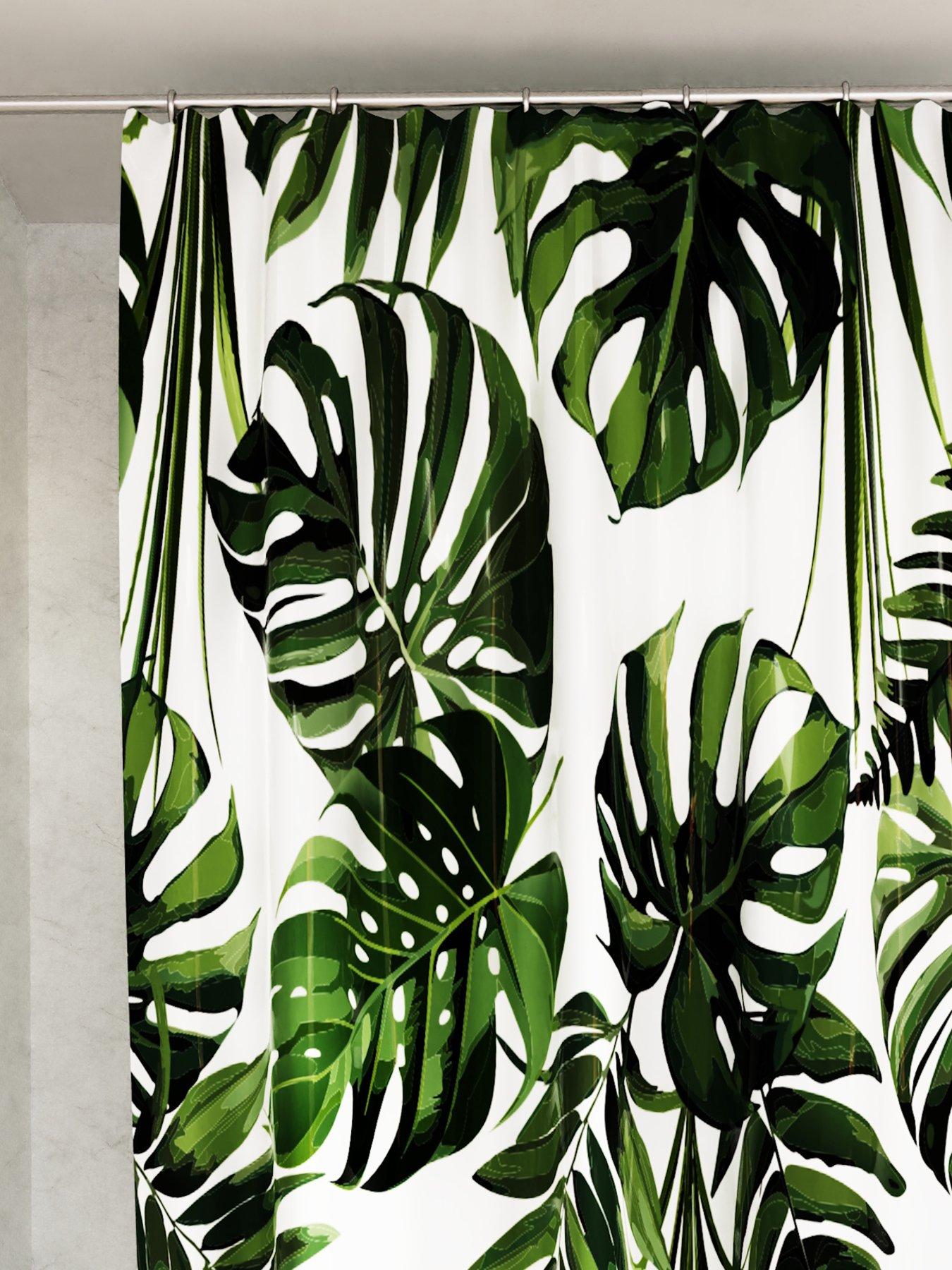 undefined Green Botanical Machine Washable Shower Curtain