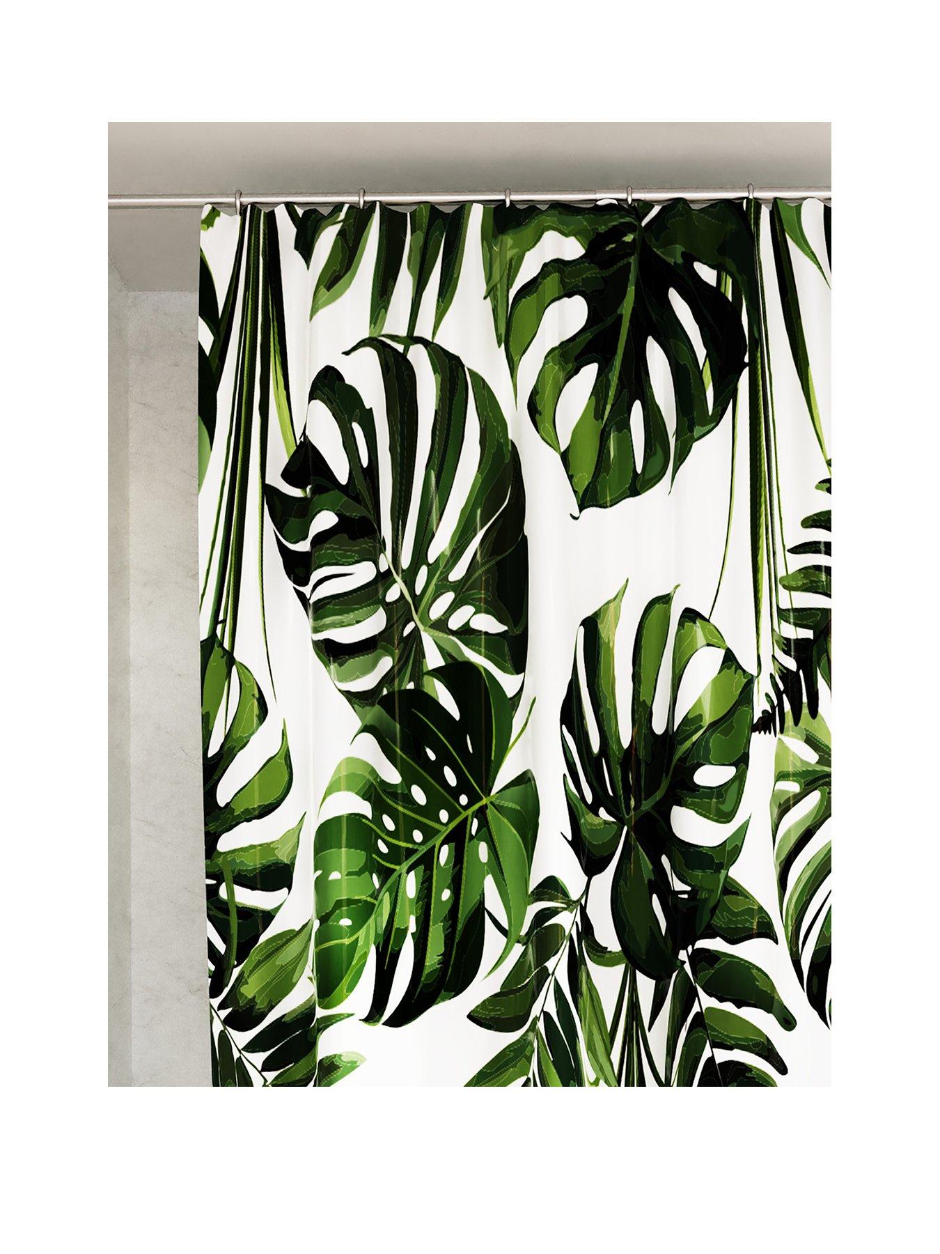 croydex-green-botanical-machine-washable-shower-curtain