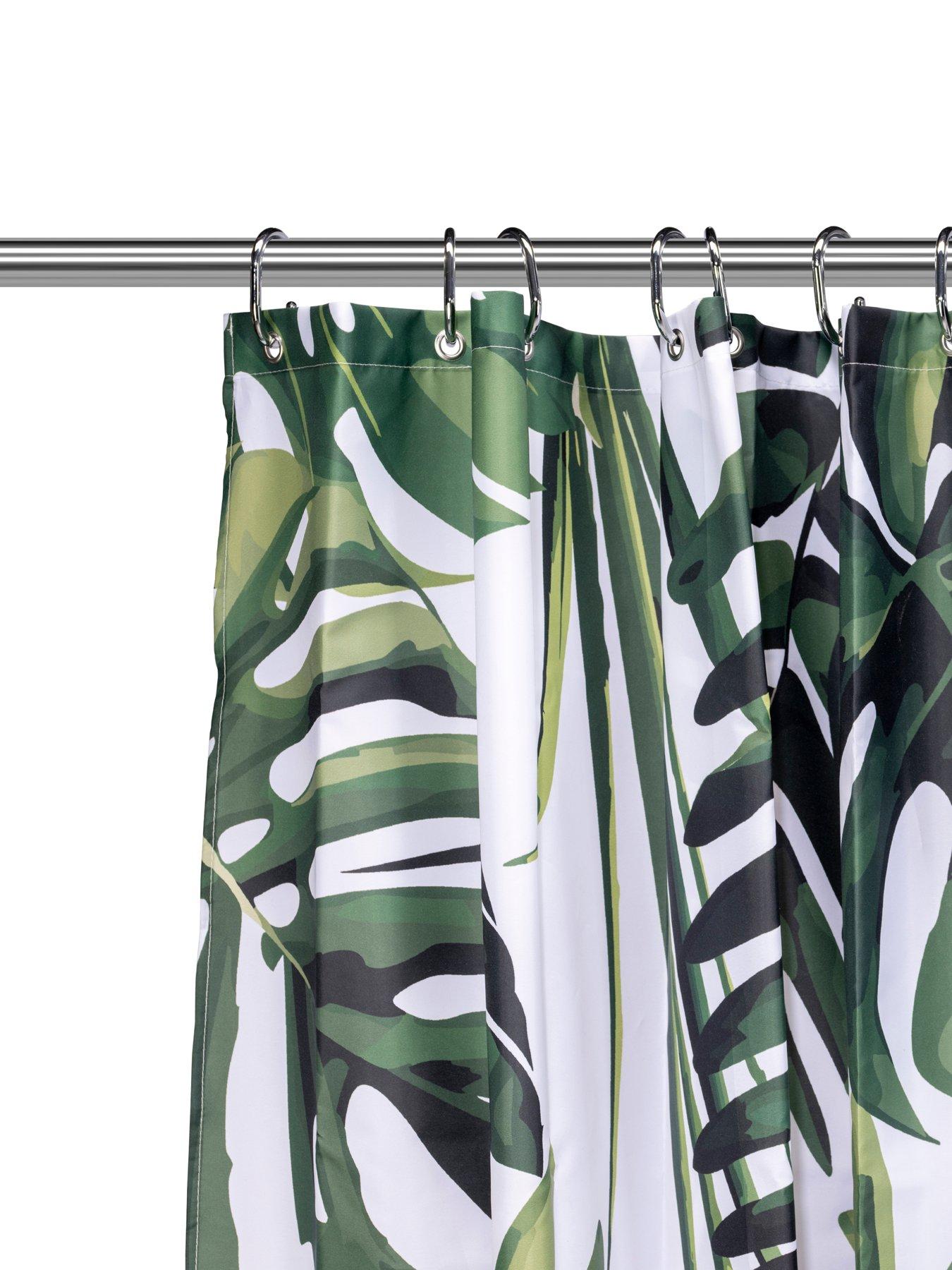 Image 3 of 5 of Croydex Green Botanical Machine Washable Shower Curtain