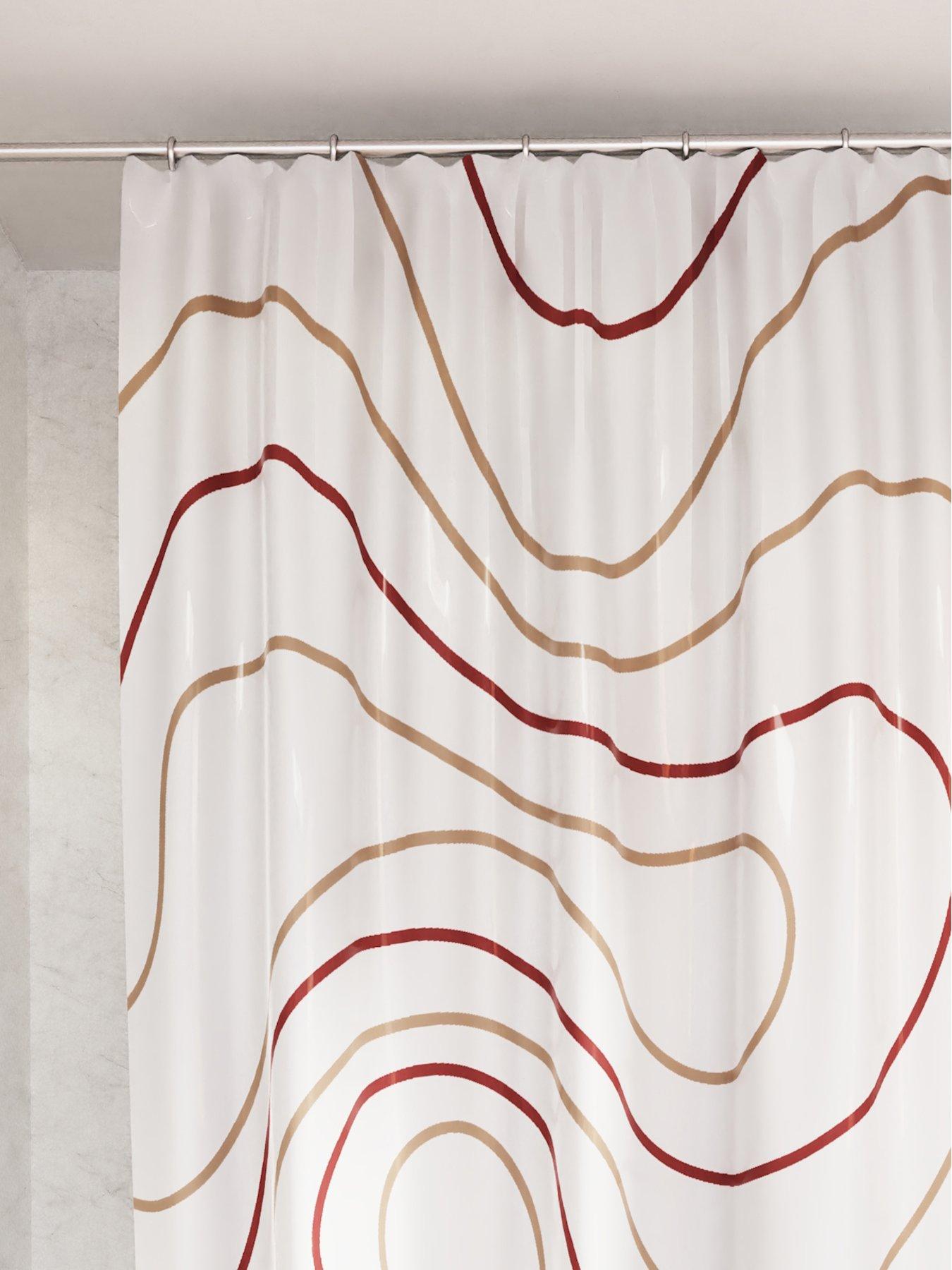 Croydex Pink Swirl Machine Washable Shower Curtain