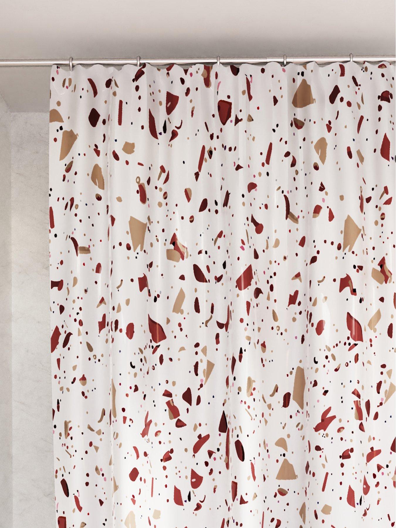 croydex-pink-terrazzo-machine-washable-shower-curtain