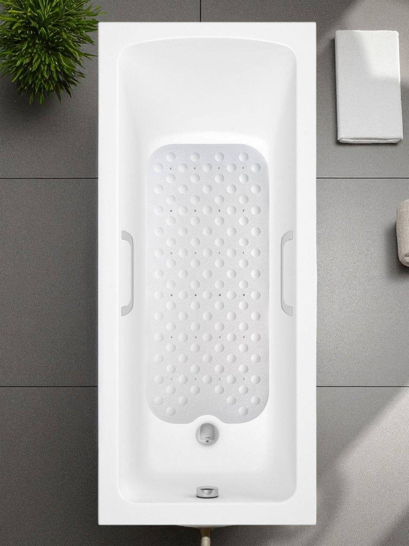 Showerdrape Orbit White Extra Long Anti Slip Bath Mat 90cm x 40cm