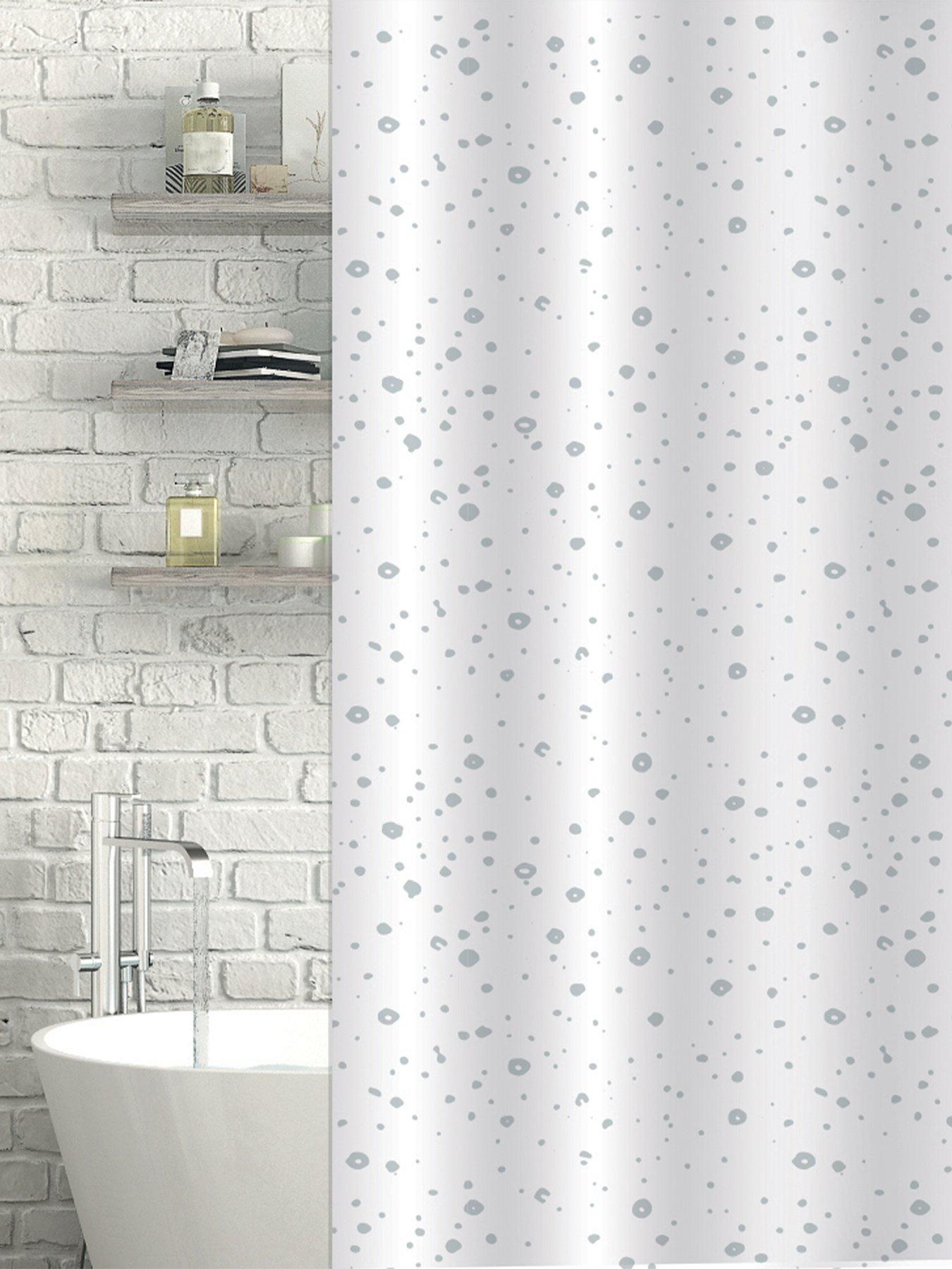 Showerdrape Droplets White Shower Curtain