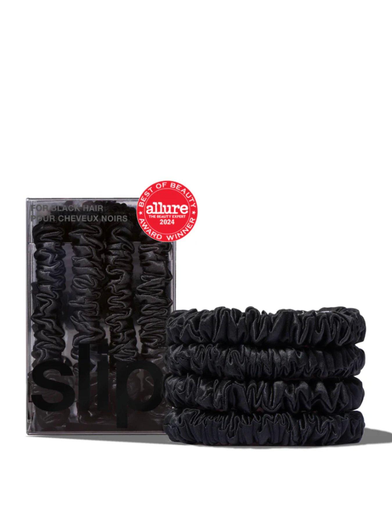 undefined Pure Silk Skinny Scrunchies x 4 - Black