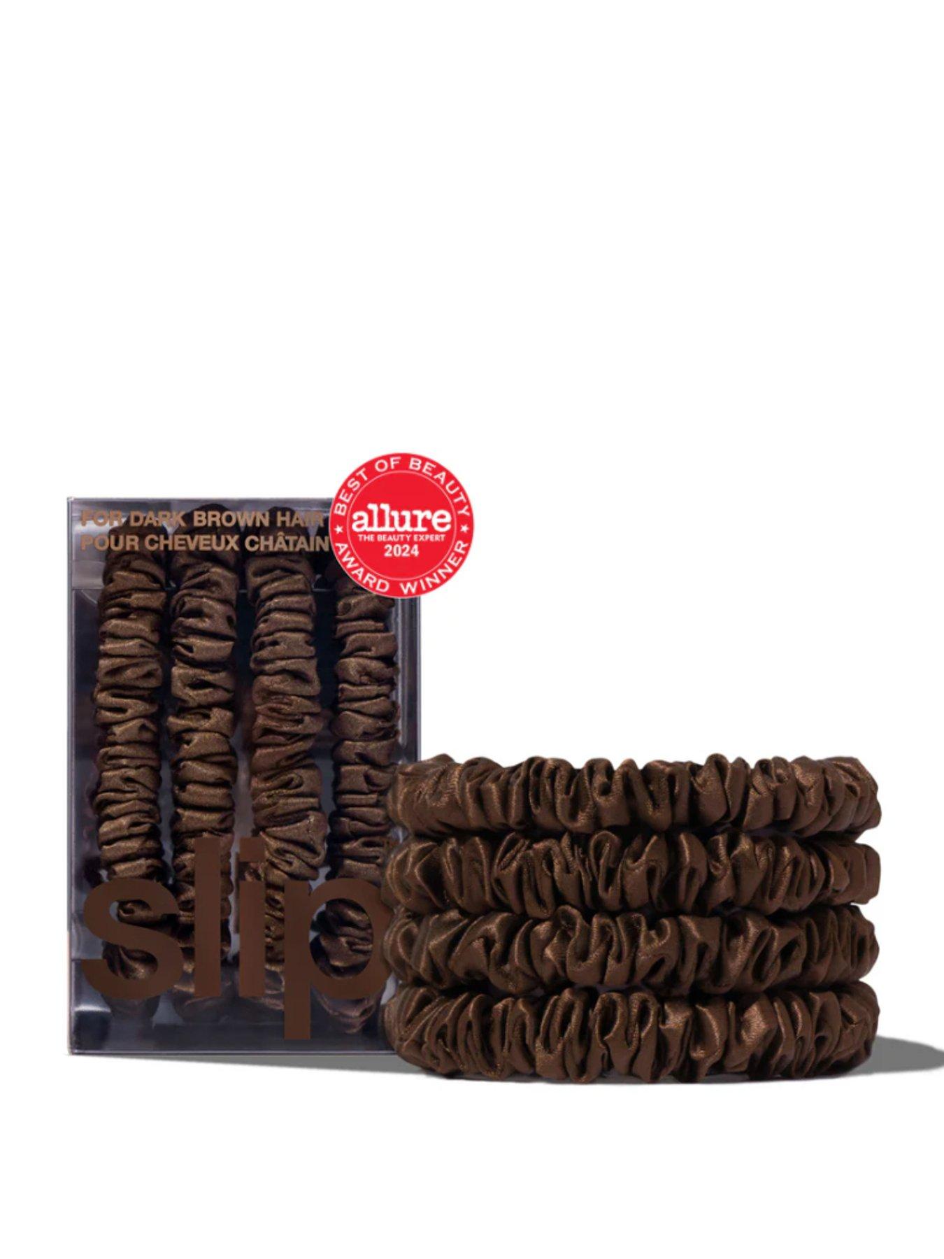 Slip Pure Silk Skinny Scrunchies x 4 - Dark Brown