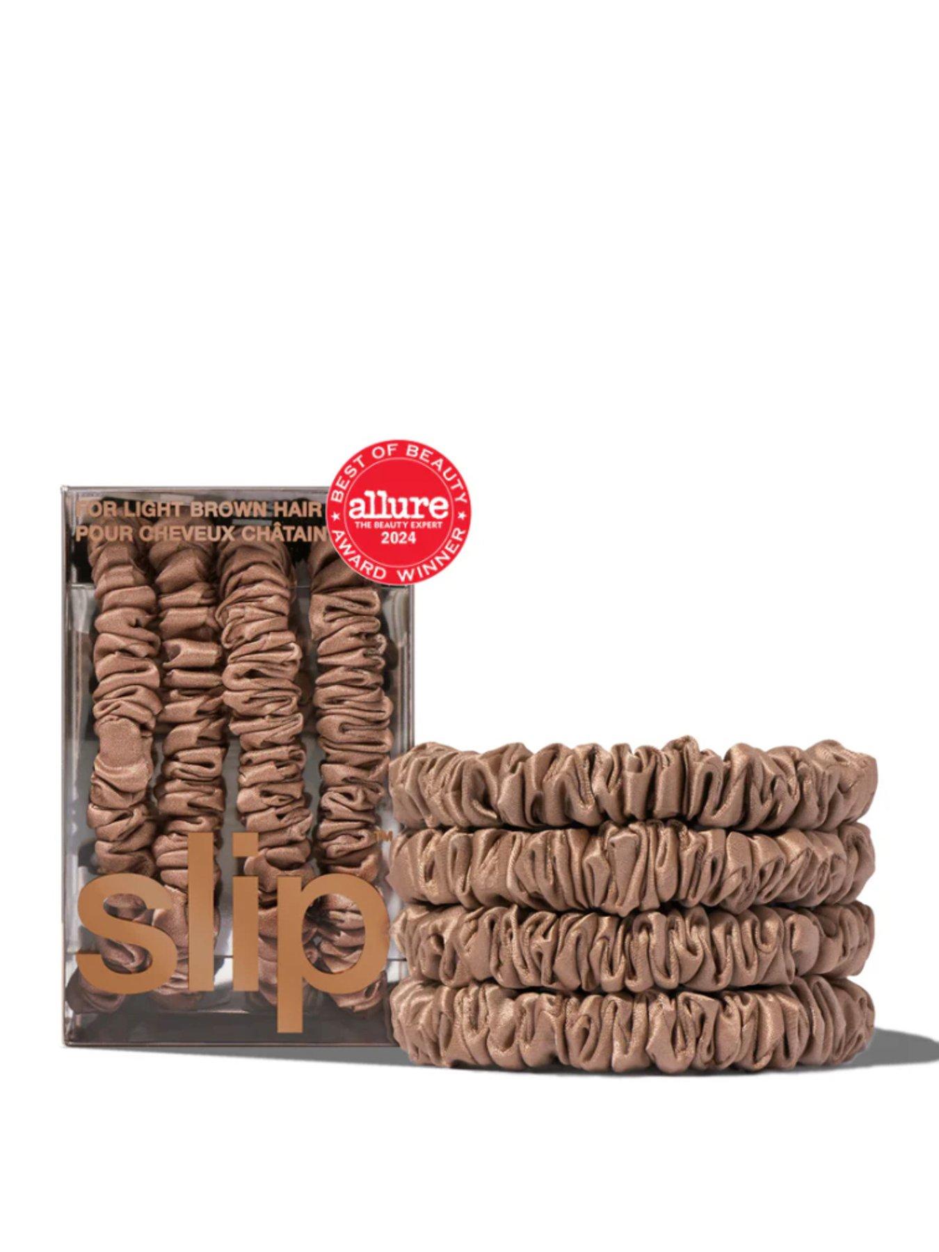 Slip Pure Silk Skinny Scrunchies x 4 - Light Brown