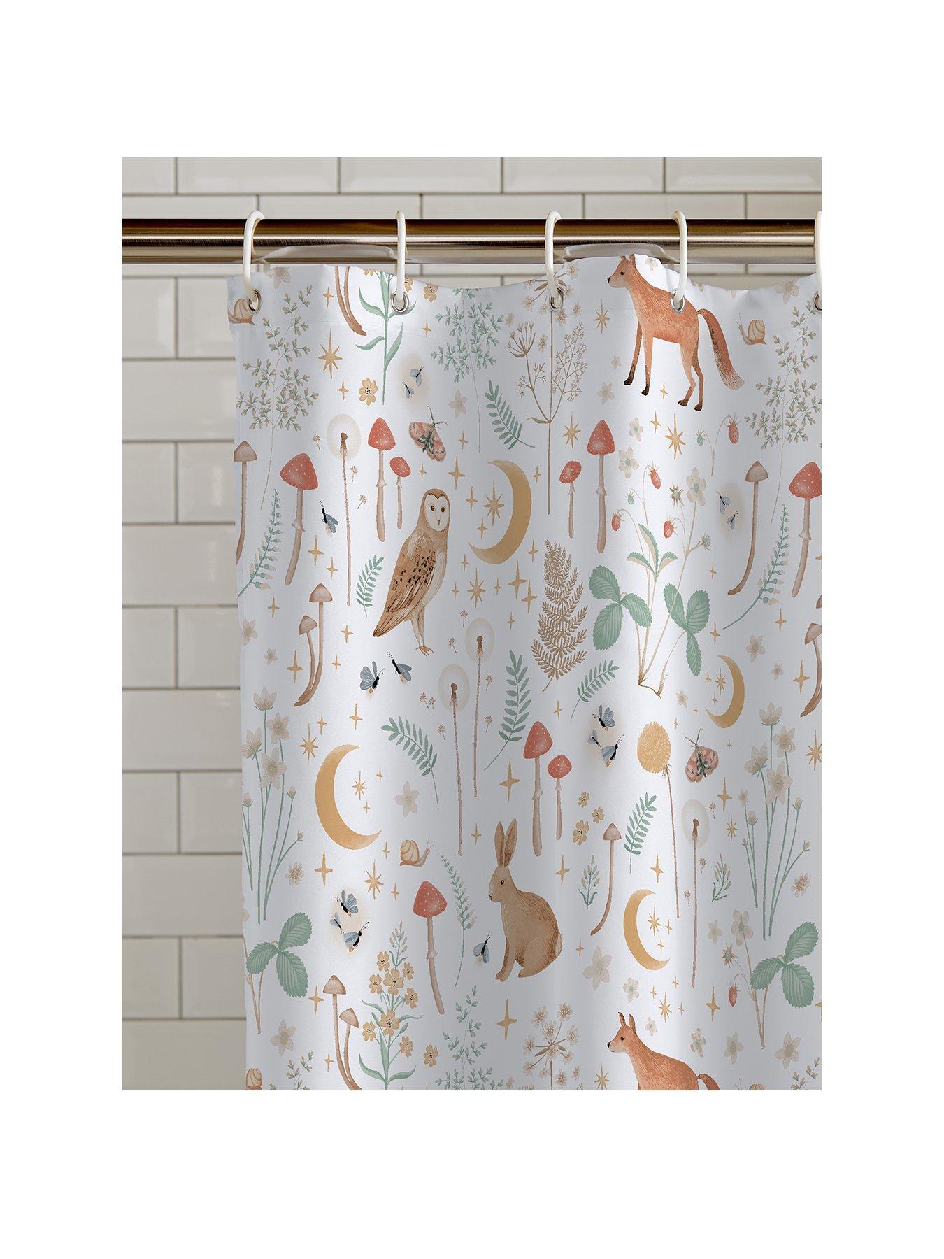Image 2 of 2 of Catherine Lansfield Enchanted Twilight Shower Curtain- White