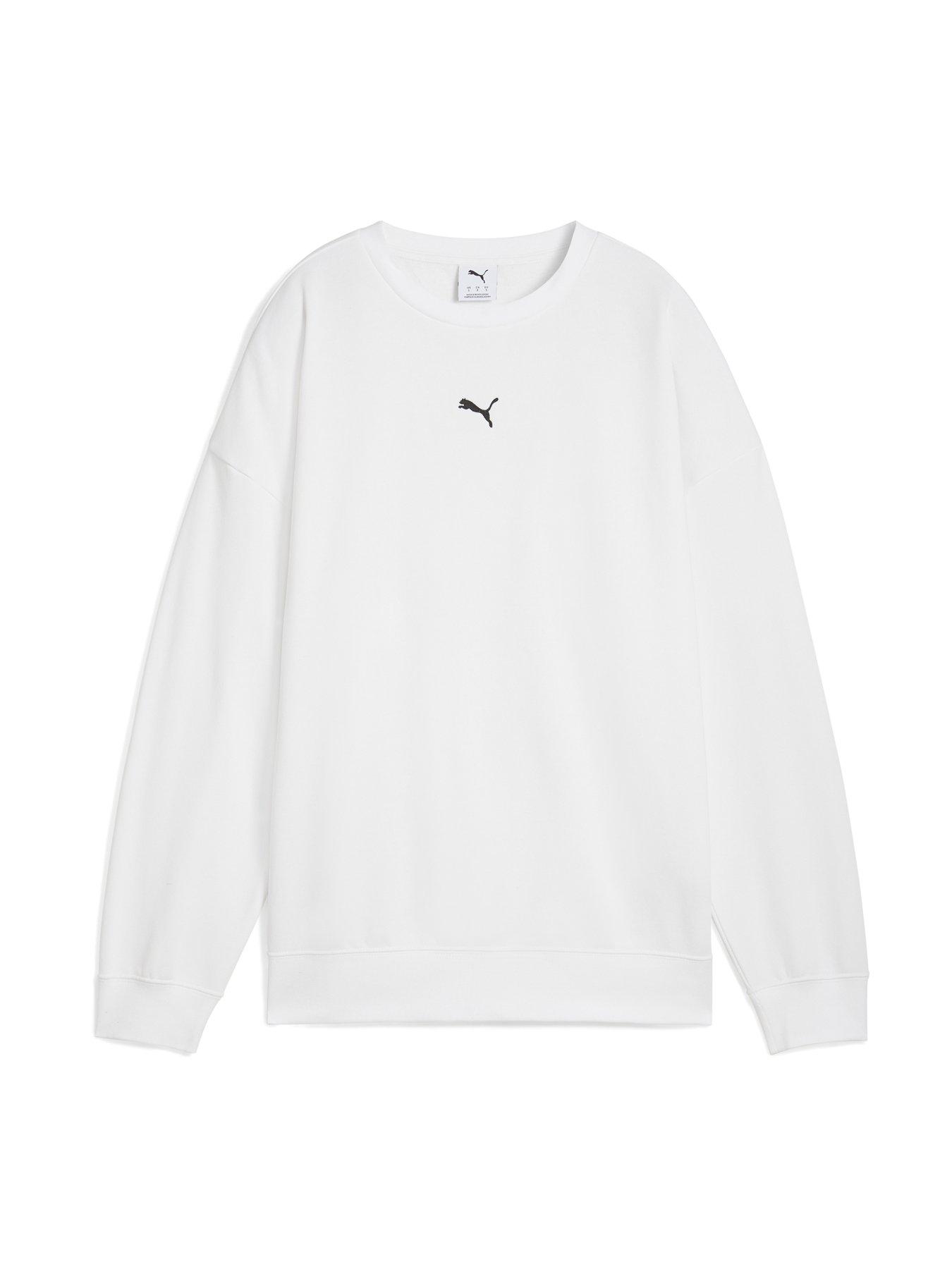 Image 1 of 4 of Puma Womens Essentials Oversized Crew Fleece - White