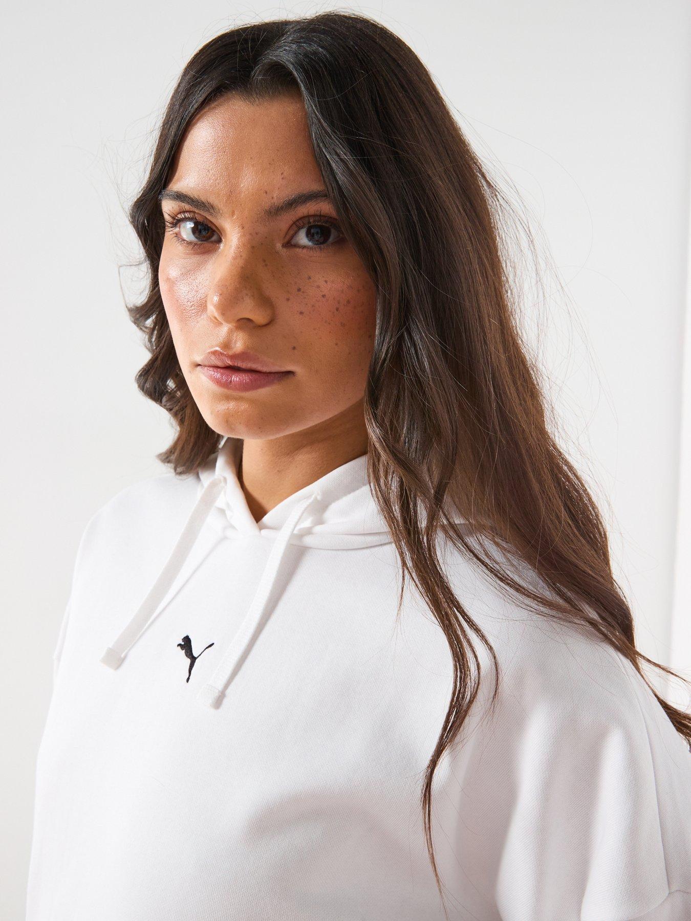 Image 4 of 6 of Puma Womens Essentials Oversized Hoodie Fleece - White
