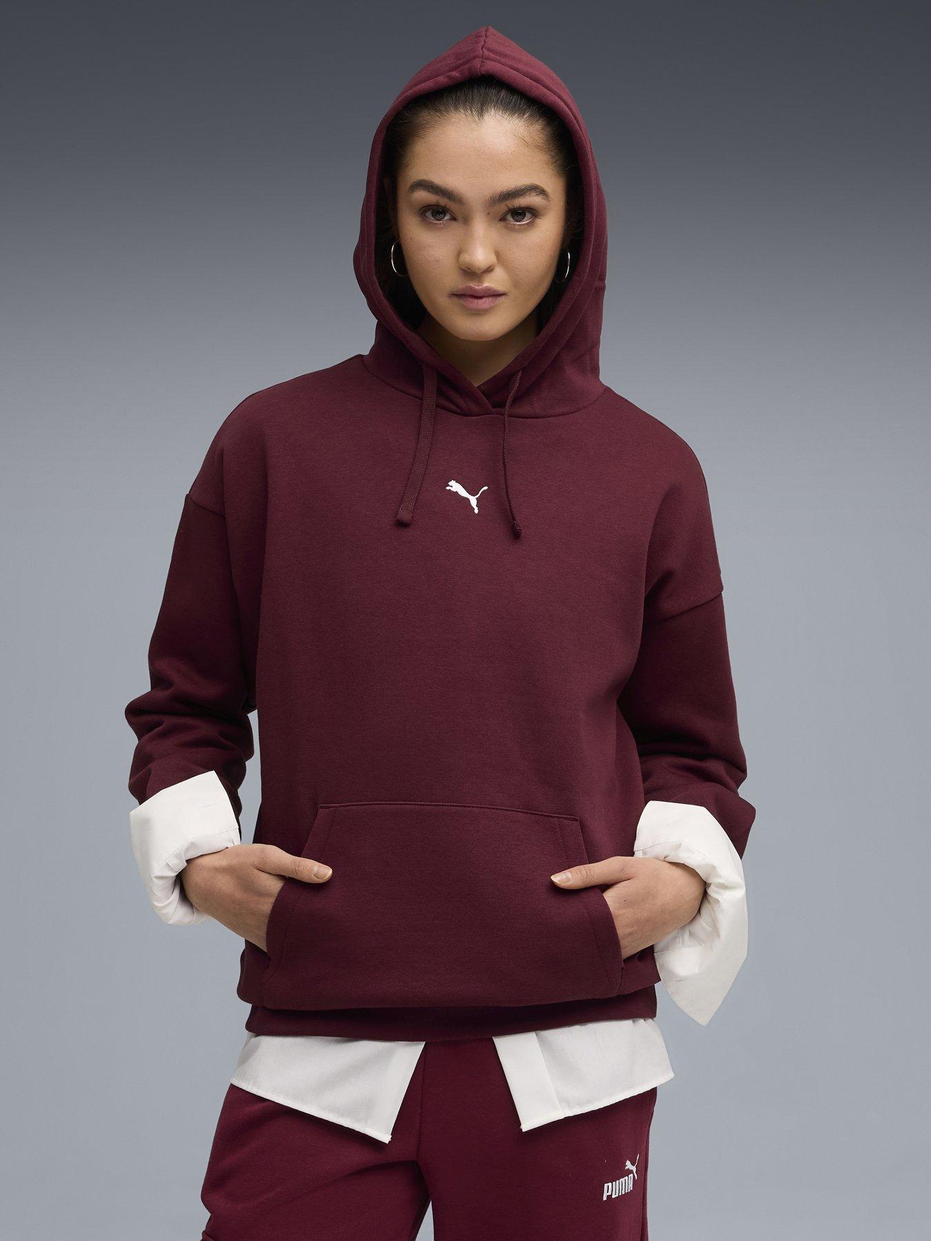 Puma Womens Essentials Oversized Hoodie Fleece - Red