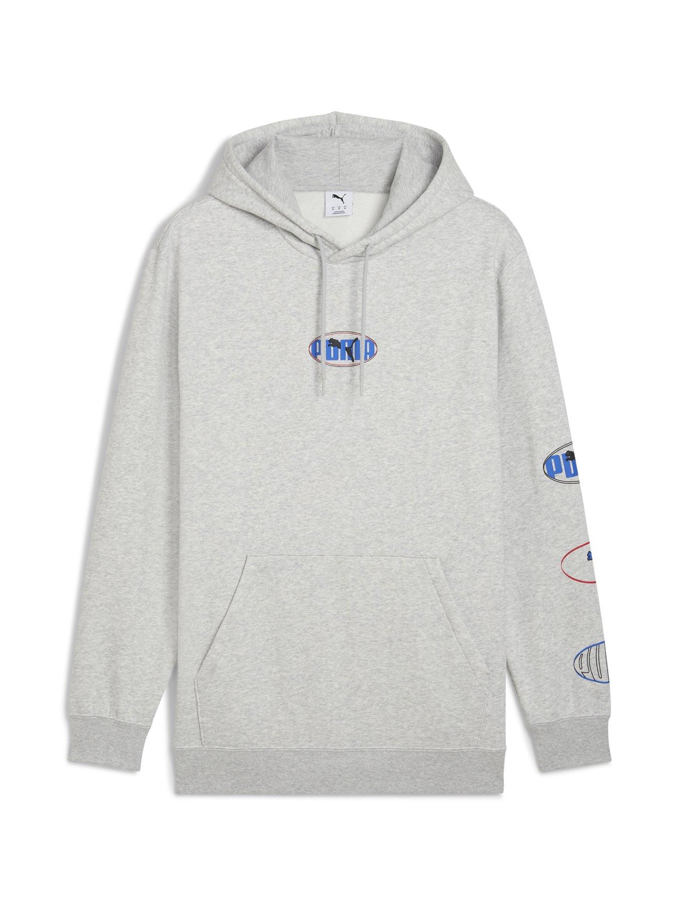 Puma Mens Essentials Logo Lab Execution Hoodie Fleece Grey Very