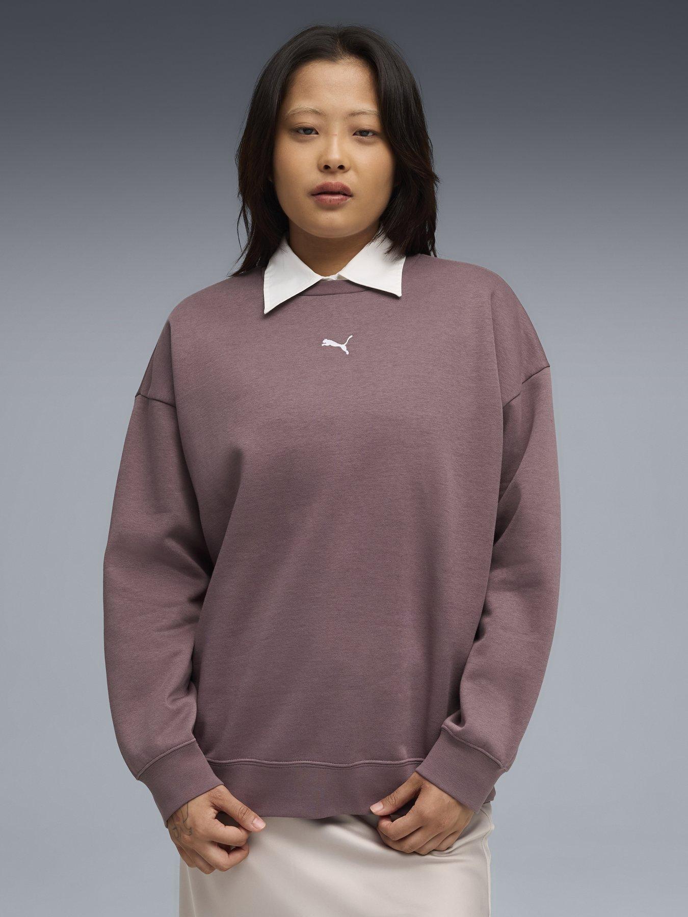 Puma Womens Essentials Oversized Crew Fleece - Red