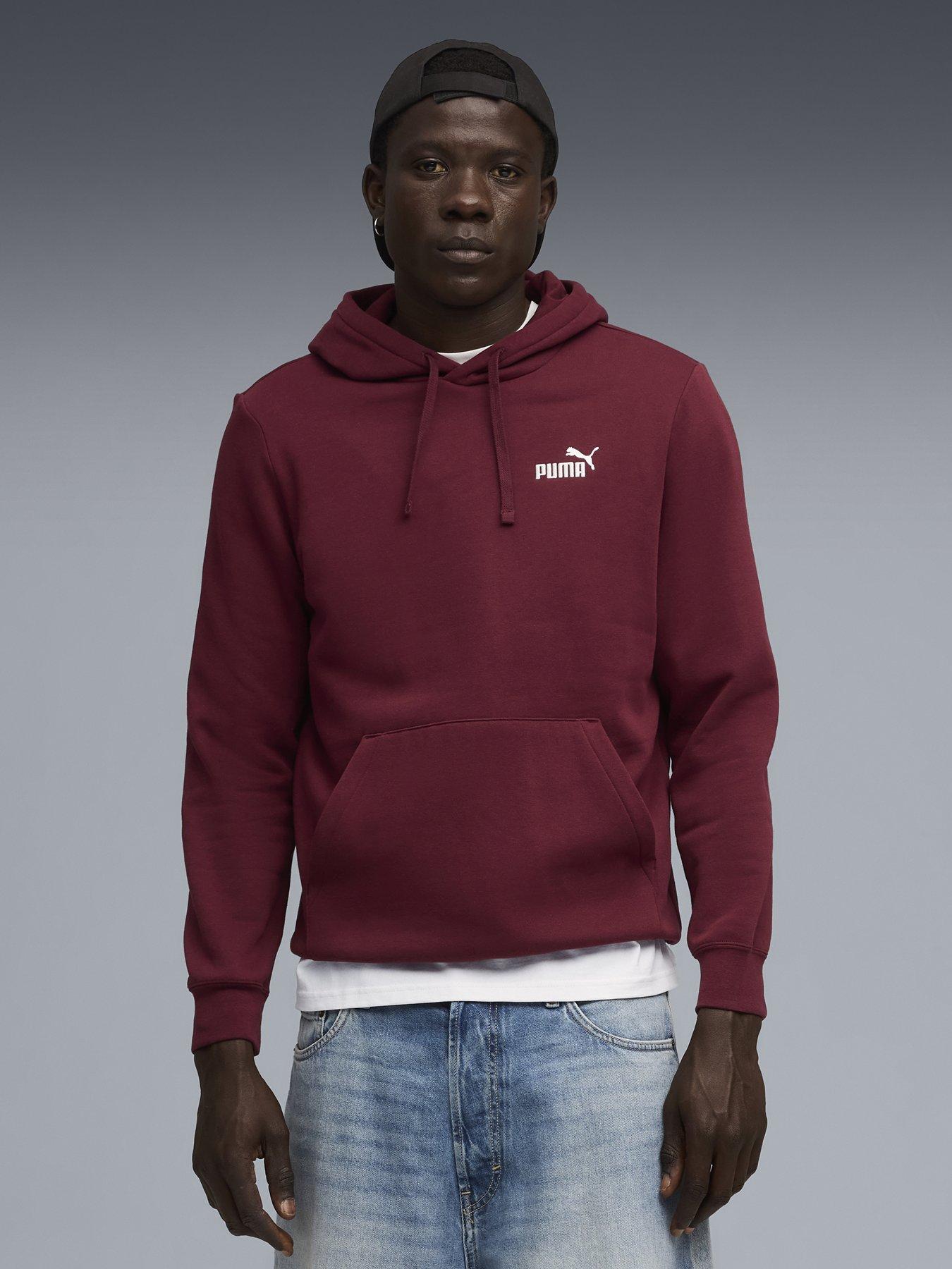 Puma Mens Essentials Small Logo Hoodie Fleece Red Very