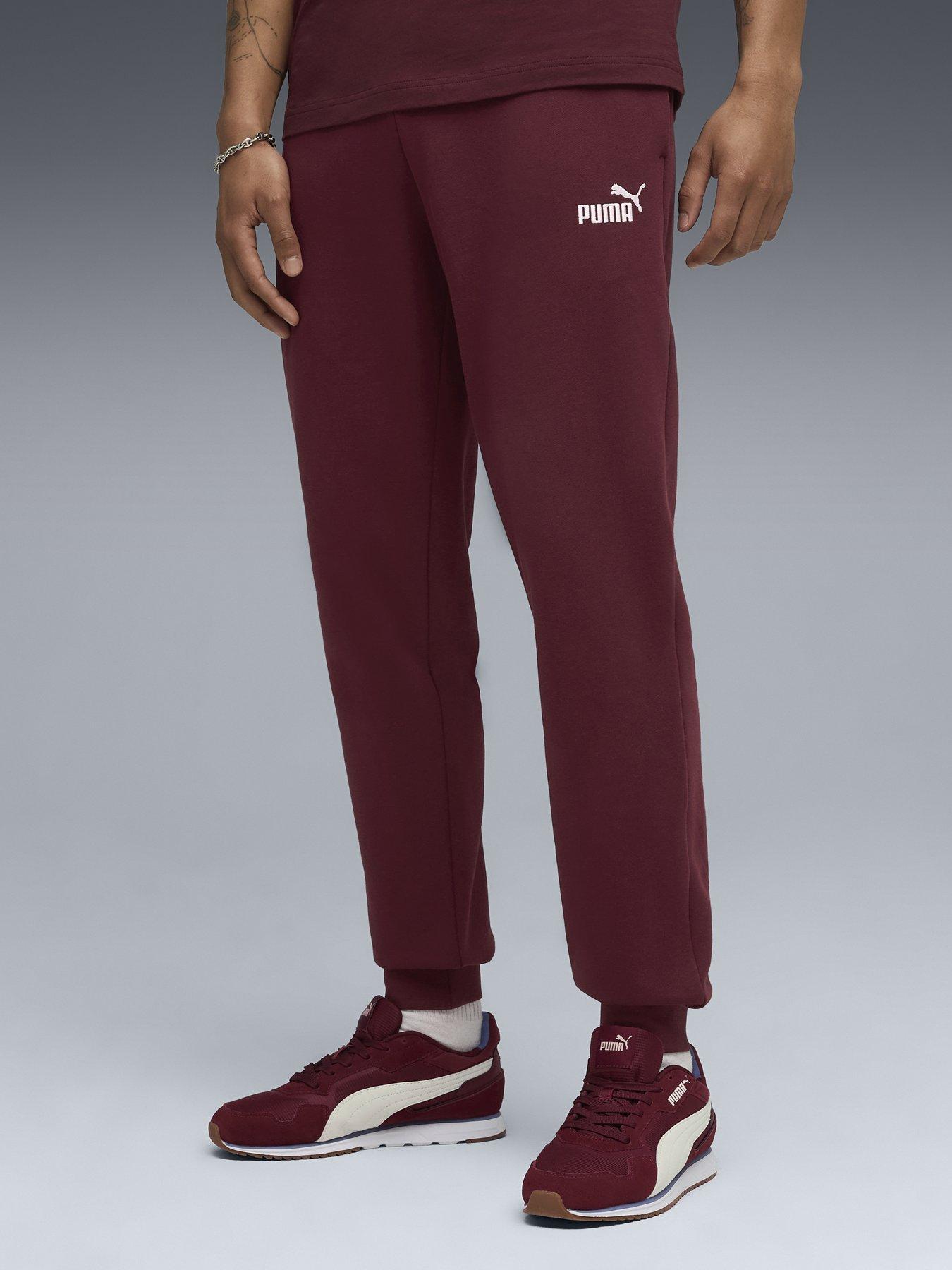Puma Mens Essentials No Logo Sweatpants Fleece Red Very