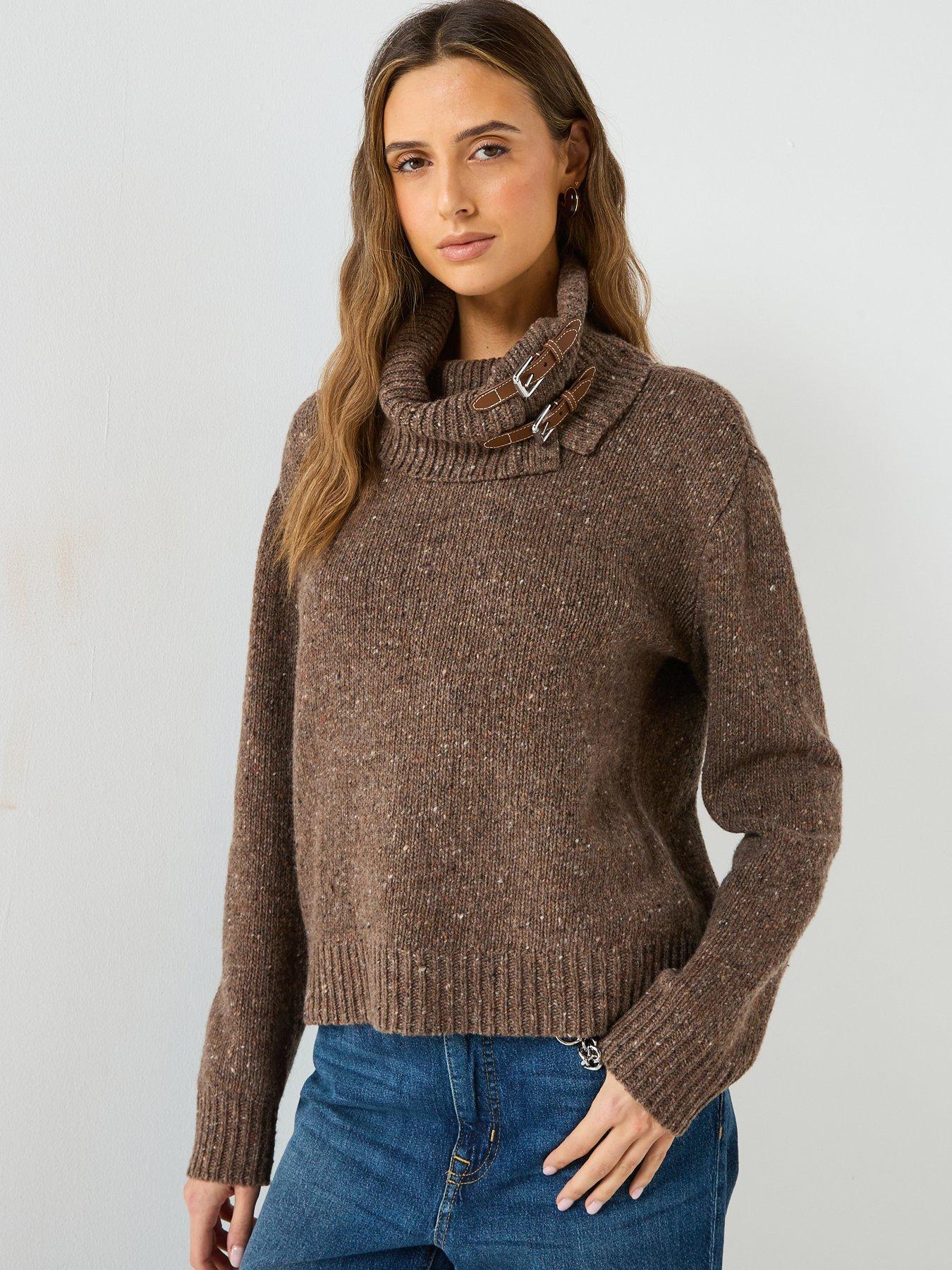 Lauren by Ralph Lauren Lakiat Knitted Pullover - Taupe Heather Donegal - Brown
